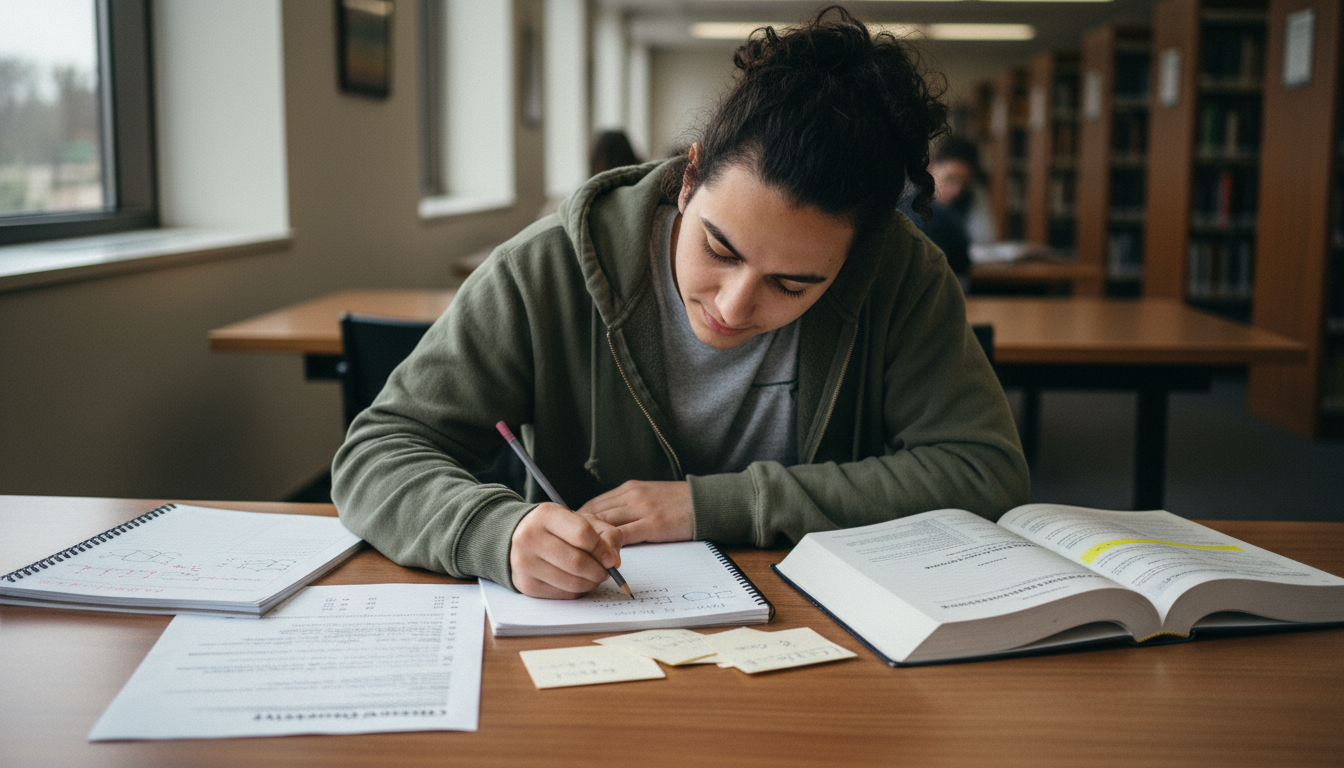 Pre-med student completing a focused chemistry review session