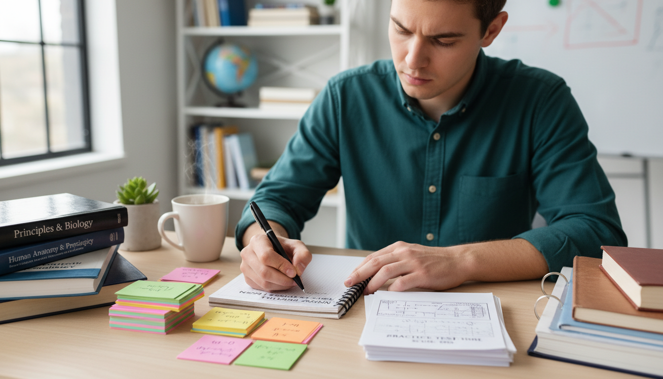 Pre-med student organizing a new focused MCAT study plan