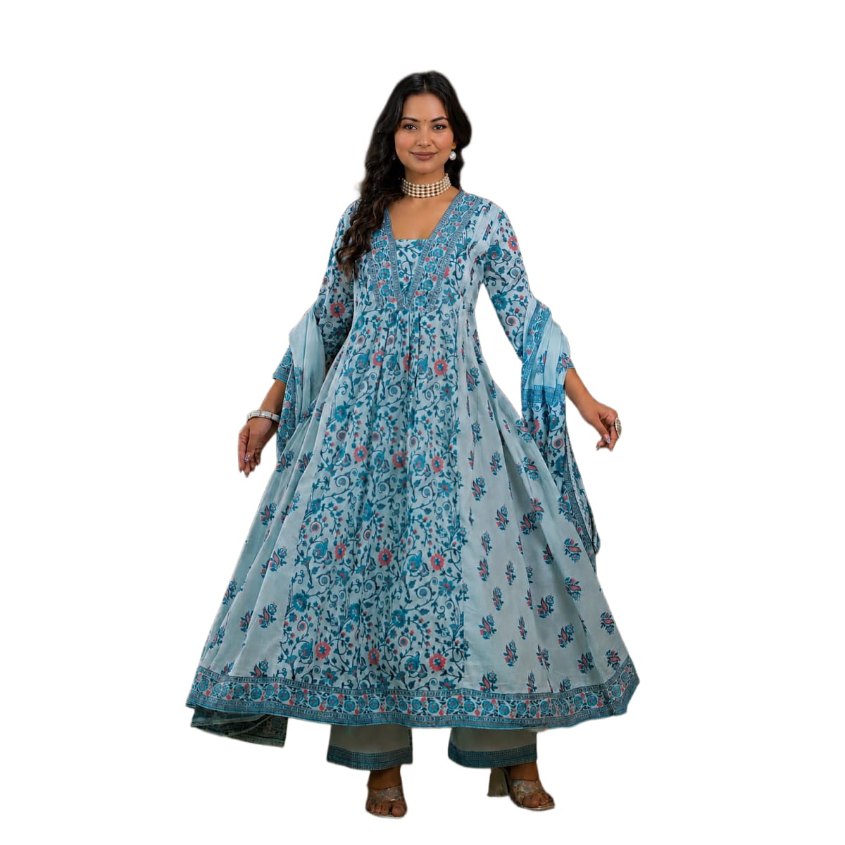 MulCotton Designer Double gera Cotton 3pc Dress