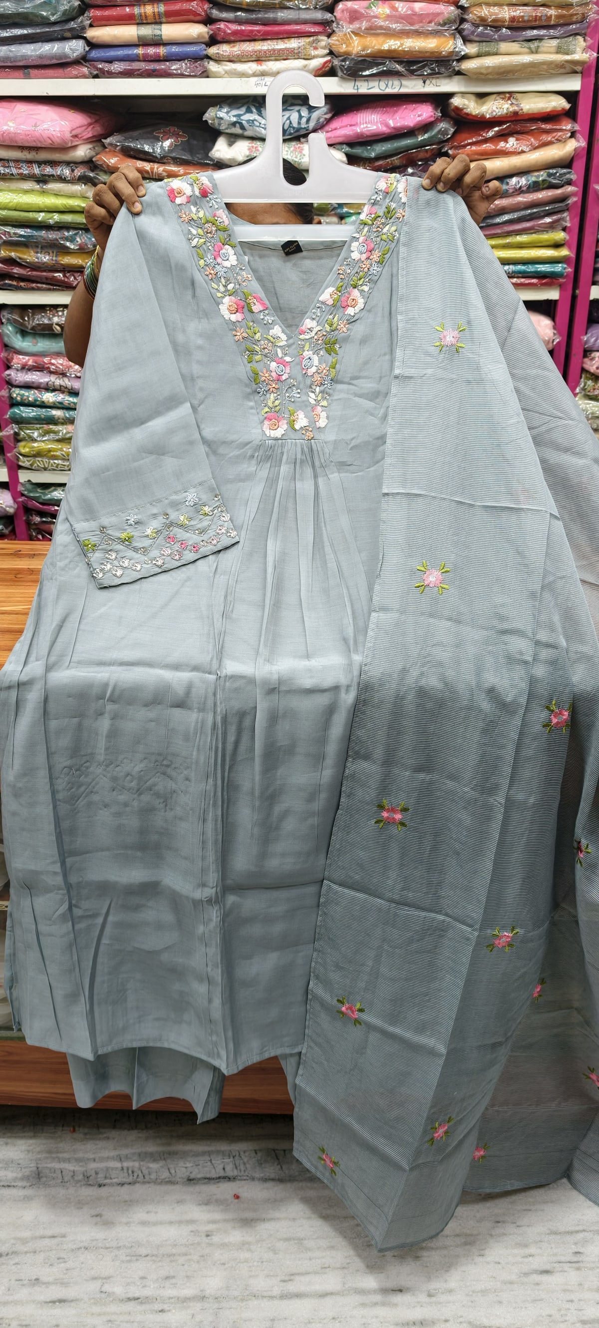 Pure Mulchanderi A Line 3XL 3pc dress