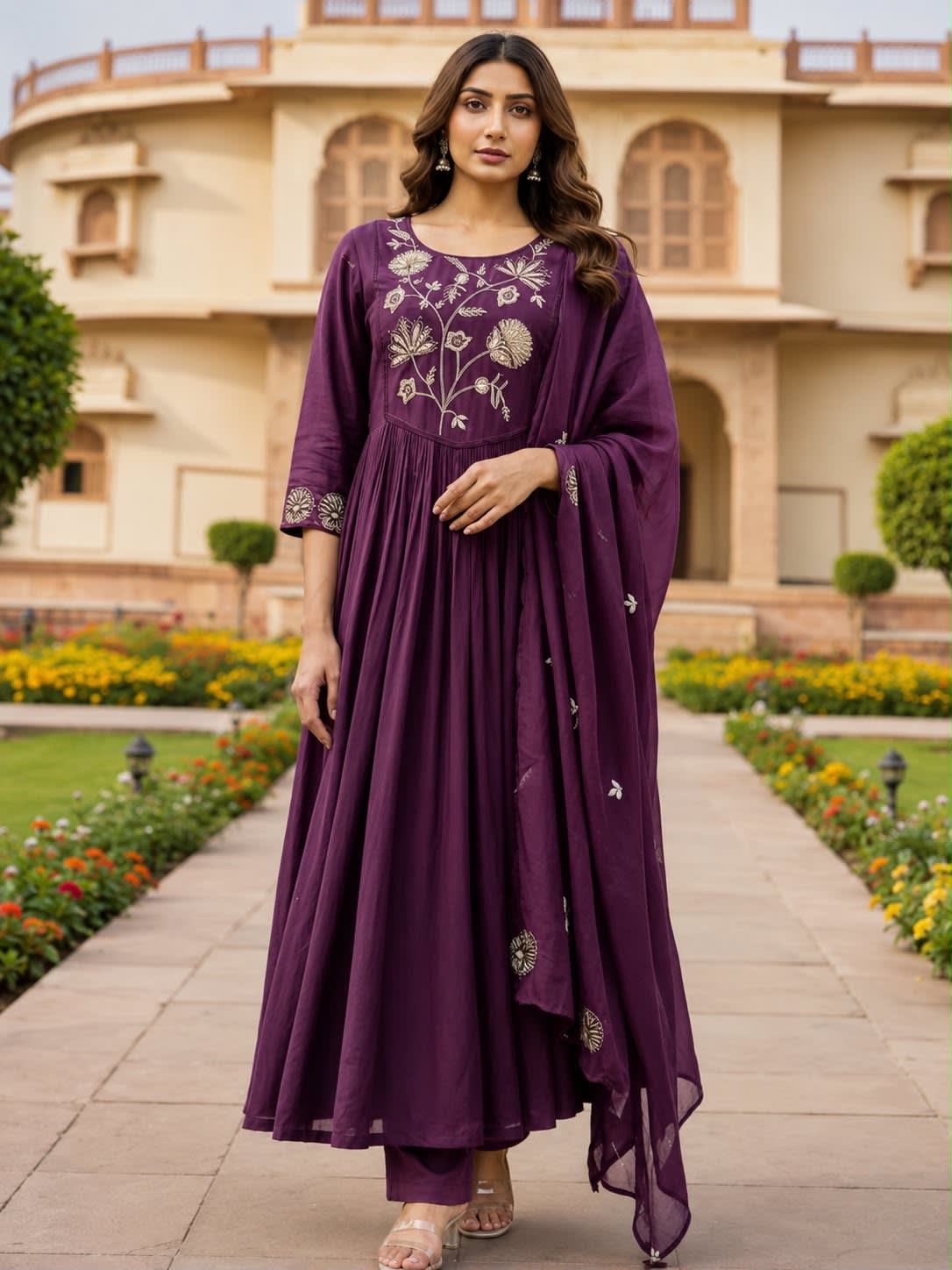Mulchanderi A line Premium 3PC Dress