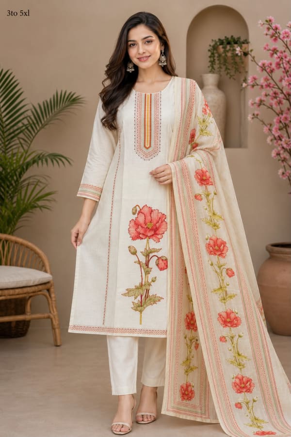 Chanderi tissue highest quality 3pc stright