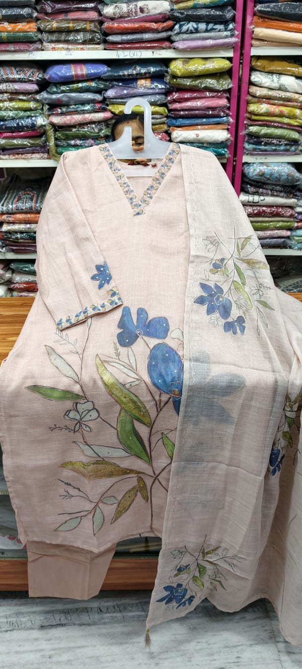 Jute Tissue digital print strightcut 3pc dress 