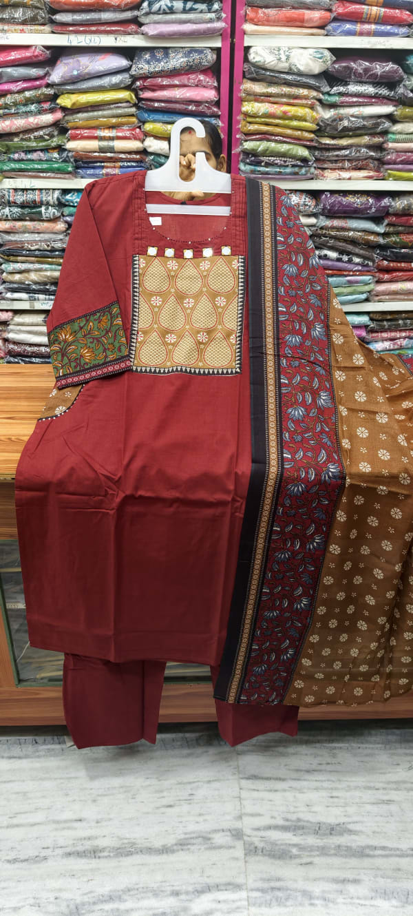DabuCotton premium handloom 3pc dress - Strightcut