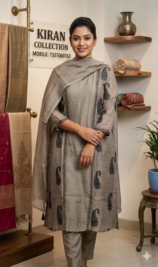 Grey Aline Mulchanderi 3pc dress