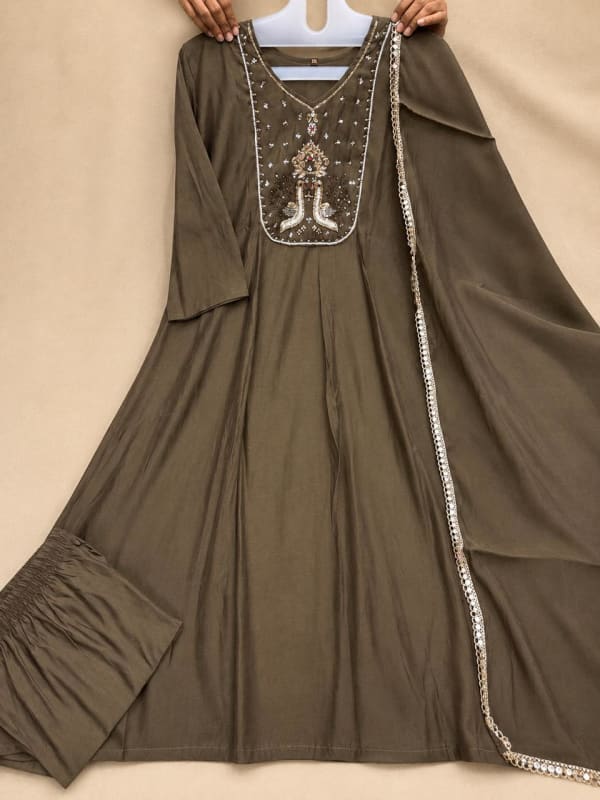 Mulchanderi with pearls 3pc A line 