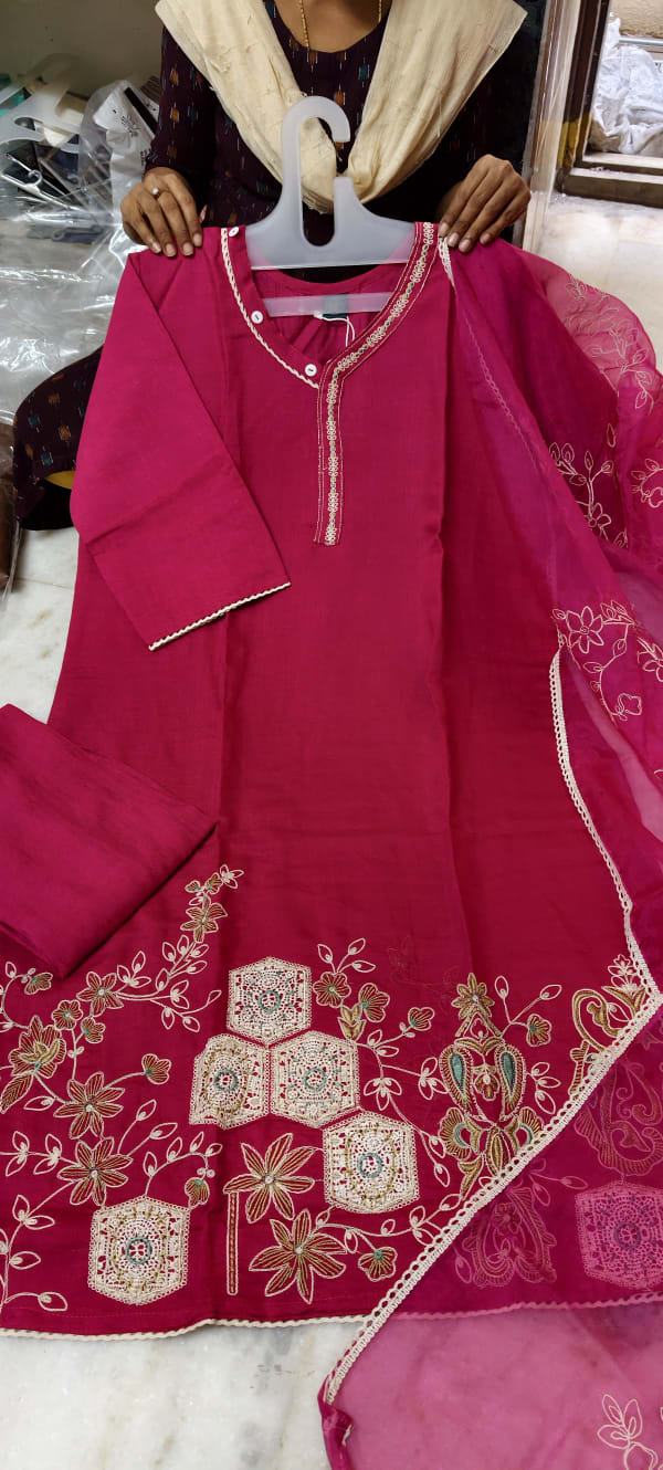 Dark Rani Pink strightcut short length 3pc