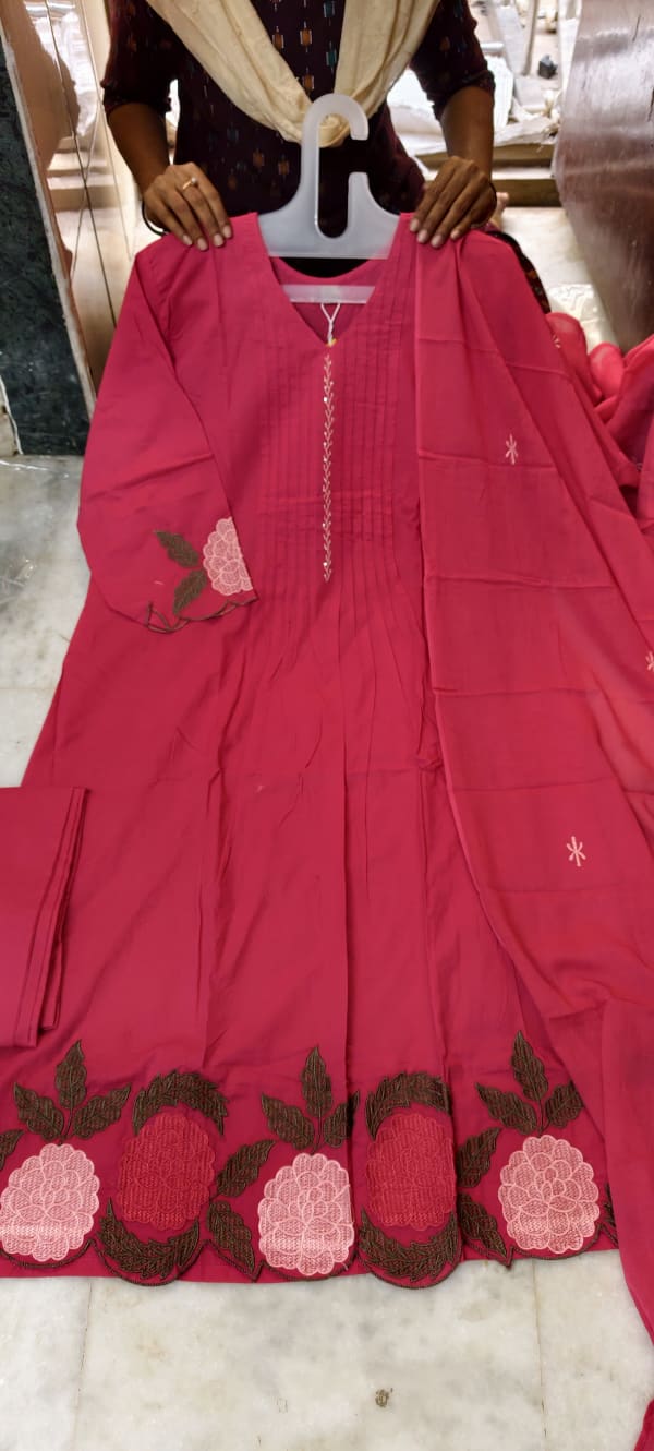 Cotton Pink strightcut 3PC Dress