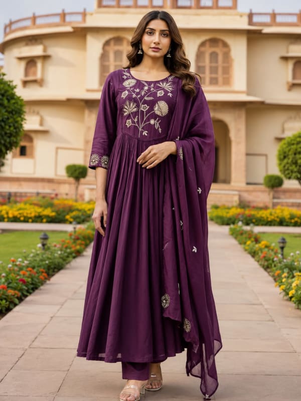 Mulchanderi A line Premium 3PC Dress 