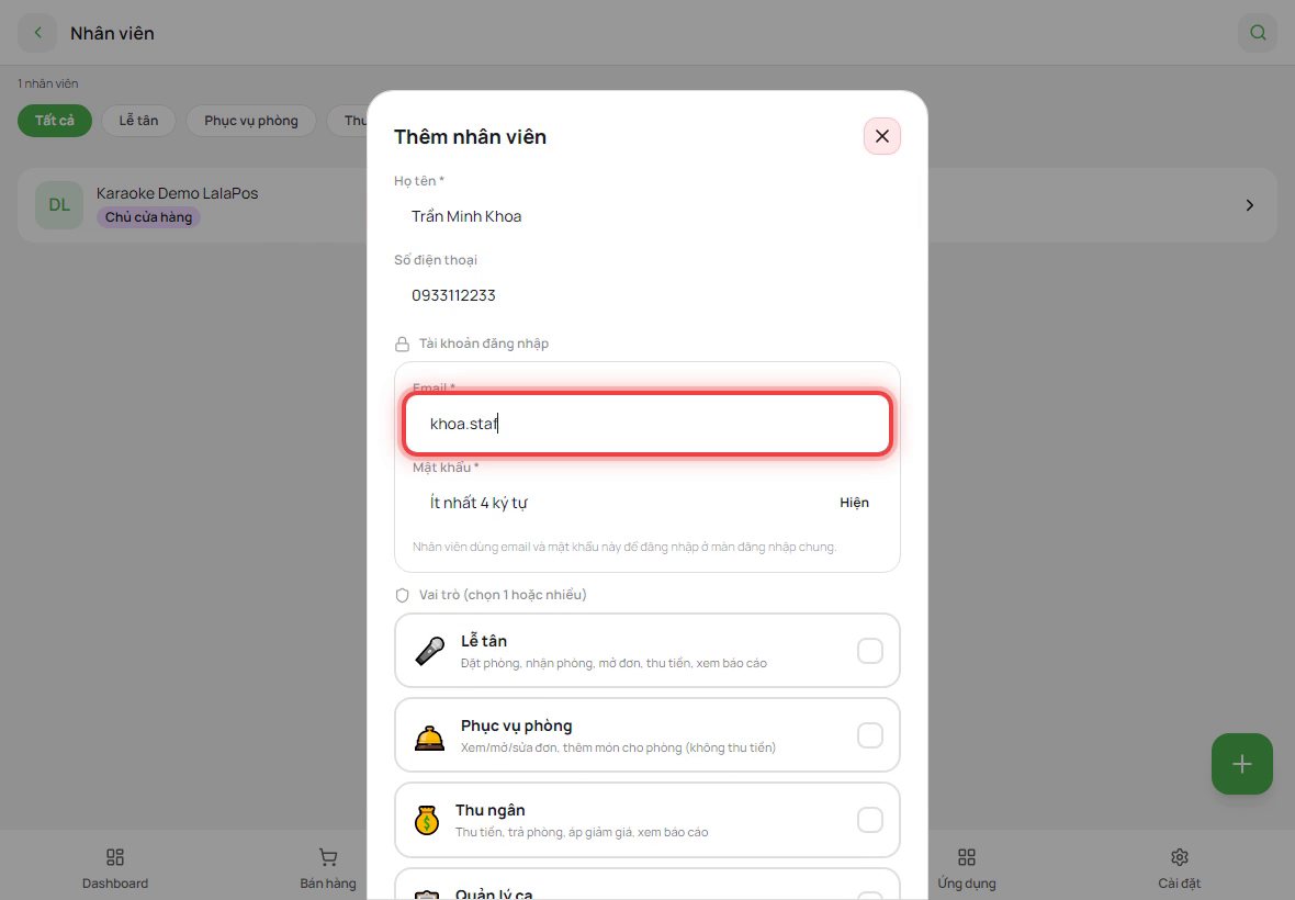 Nhập email và mật khẩu đăng nhập
