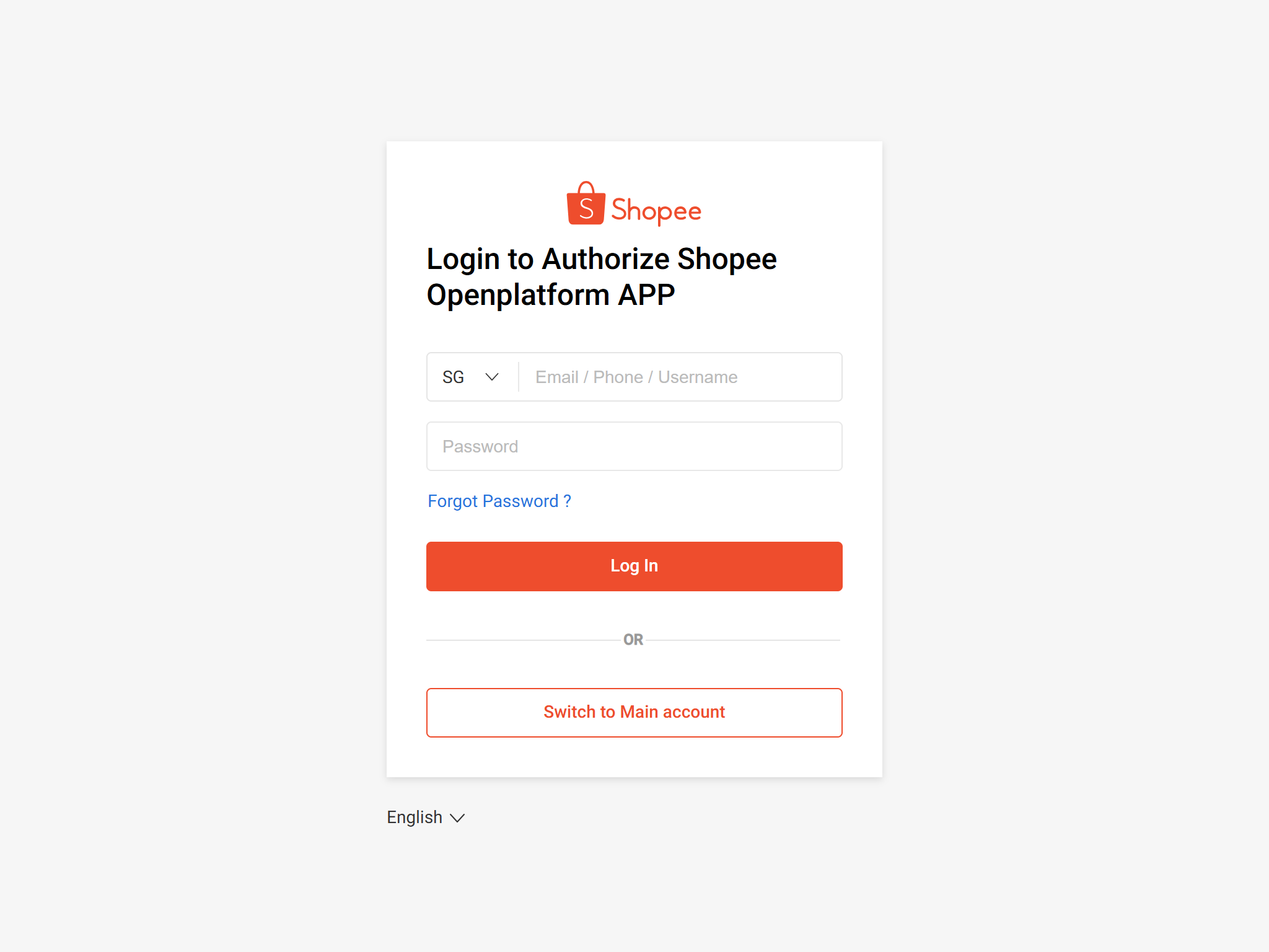 Trang đăng nhập ủy quyền chính thức của Shopee