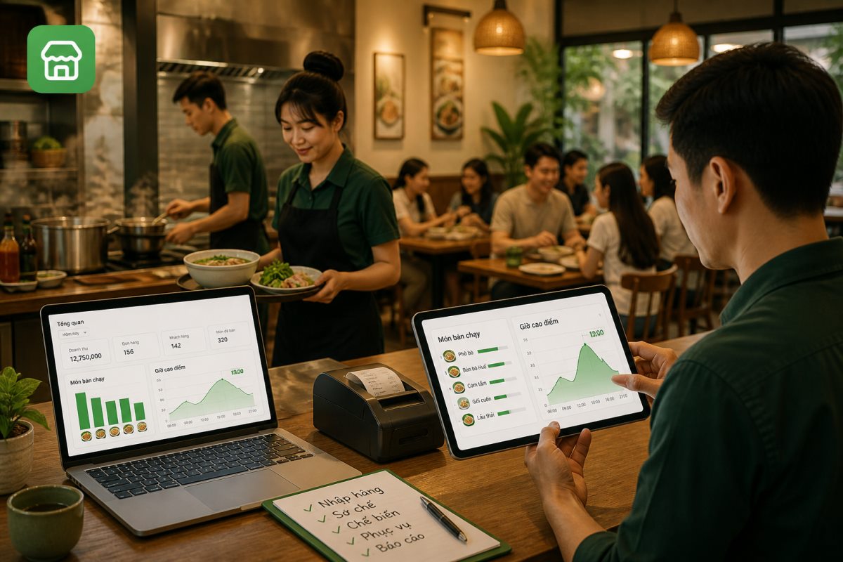 Minh họa quy trình quản lý nhà hàng