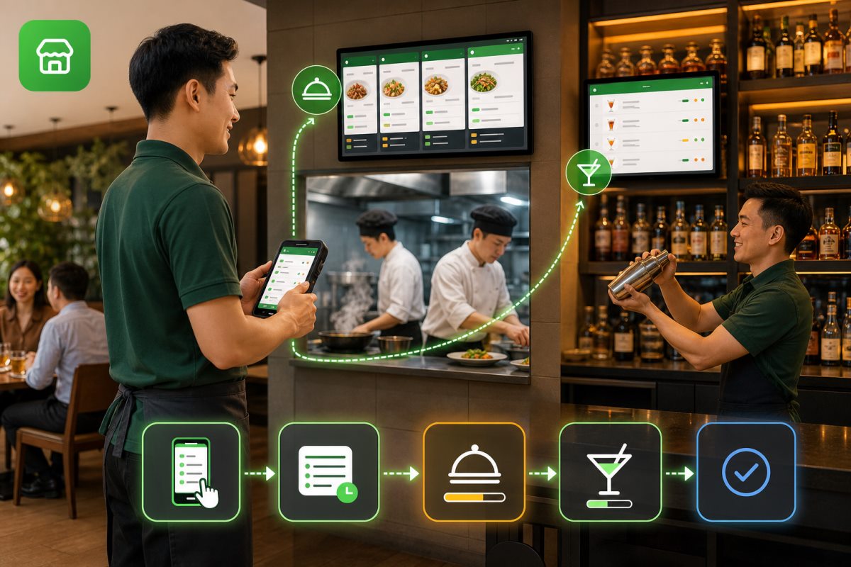 Minh họa quy trình quản lý nhà hàng