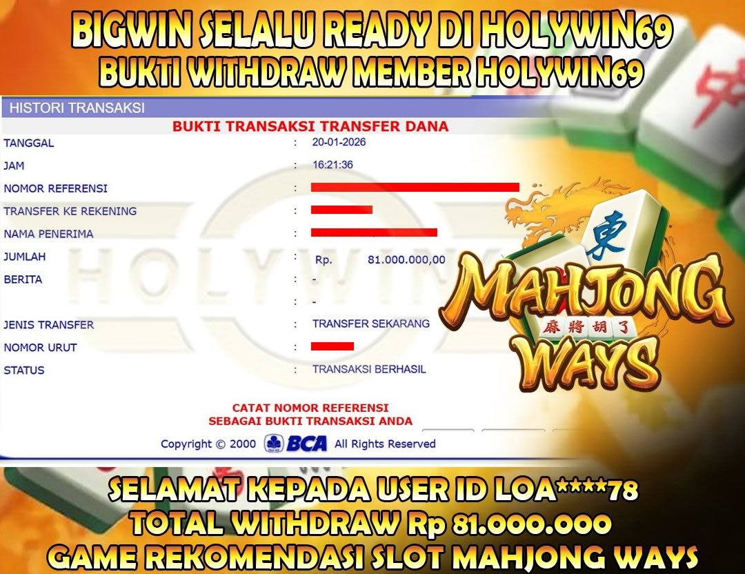 Bukti Kemenangan Transaksi Member Holywin69