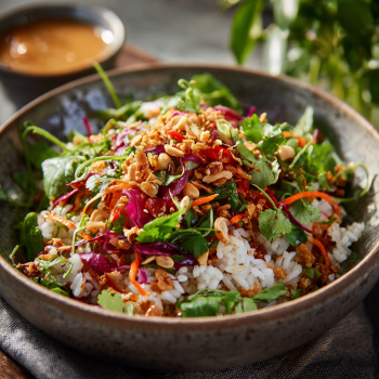 Crispy Rice Salad with Bold Peanut-Chili Dressing
