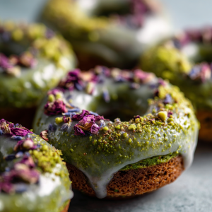 Vegan Mini Matcha Donuts with Lavender Glaze Recipe