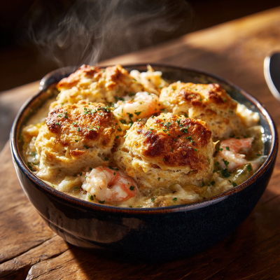 Cheddar Bay Biscuit Seafood Pot Pie for Family Dinner