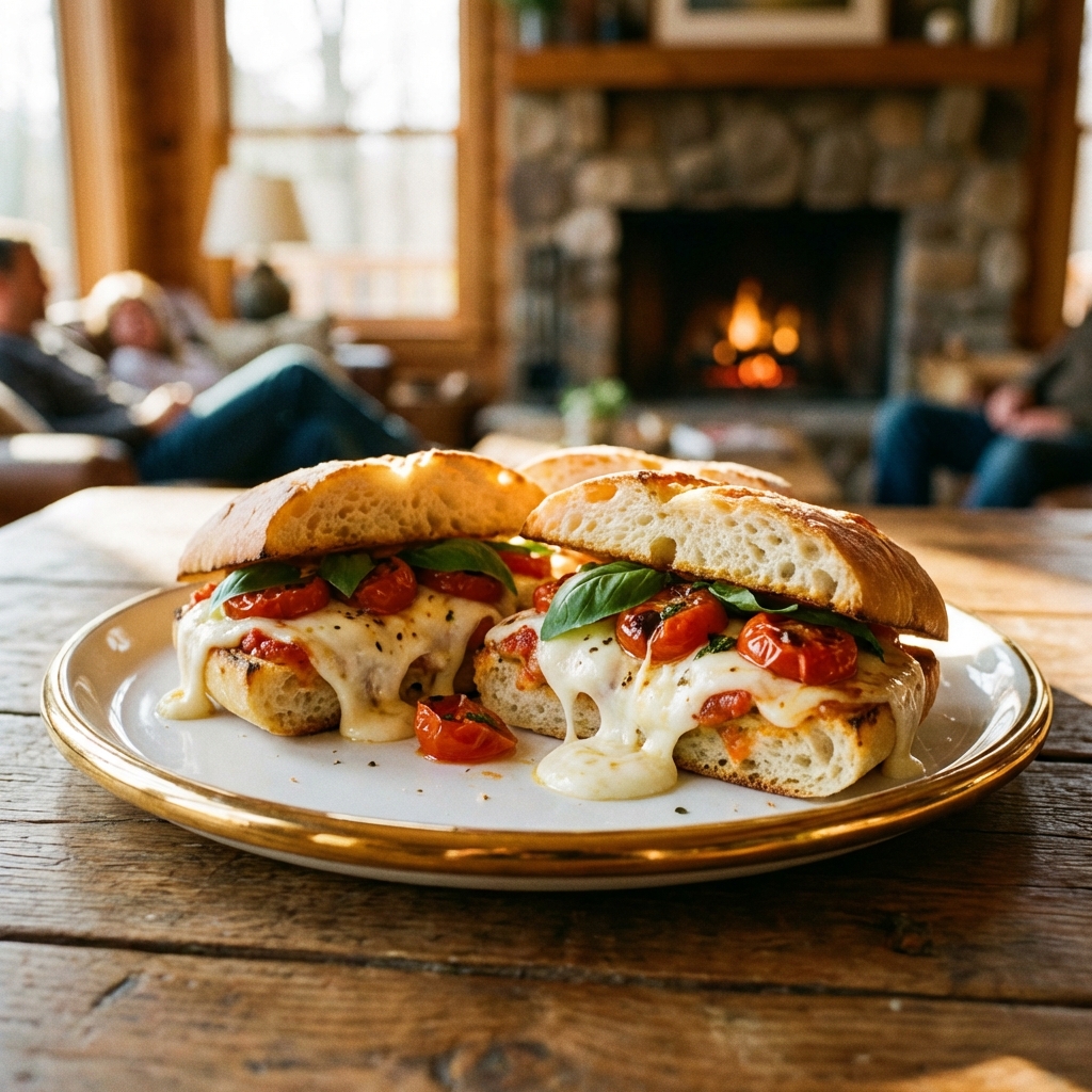 Leckere Burrata-Pizza-Sandwiches für Feinschmecker