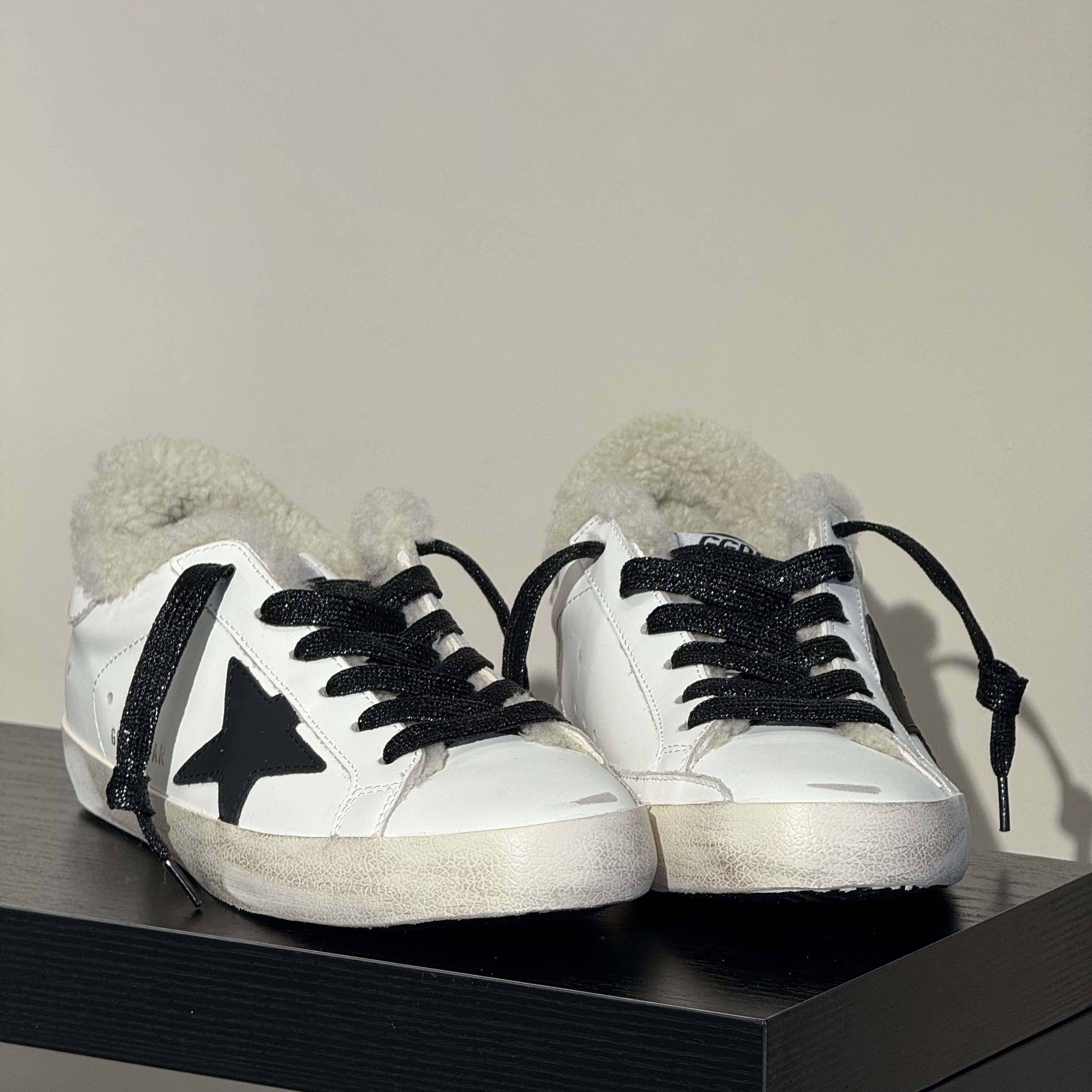 Golden Goose Winter White with Black Laces