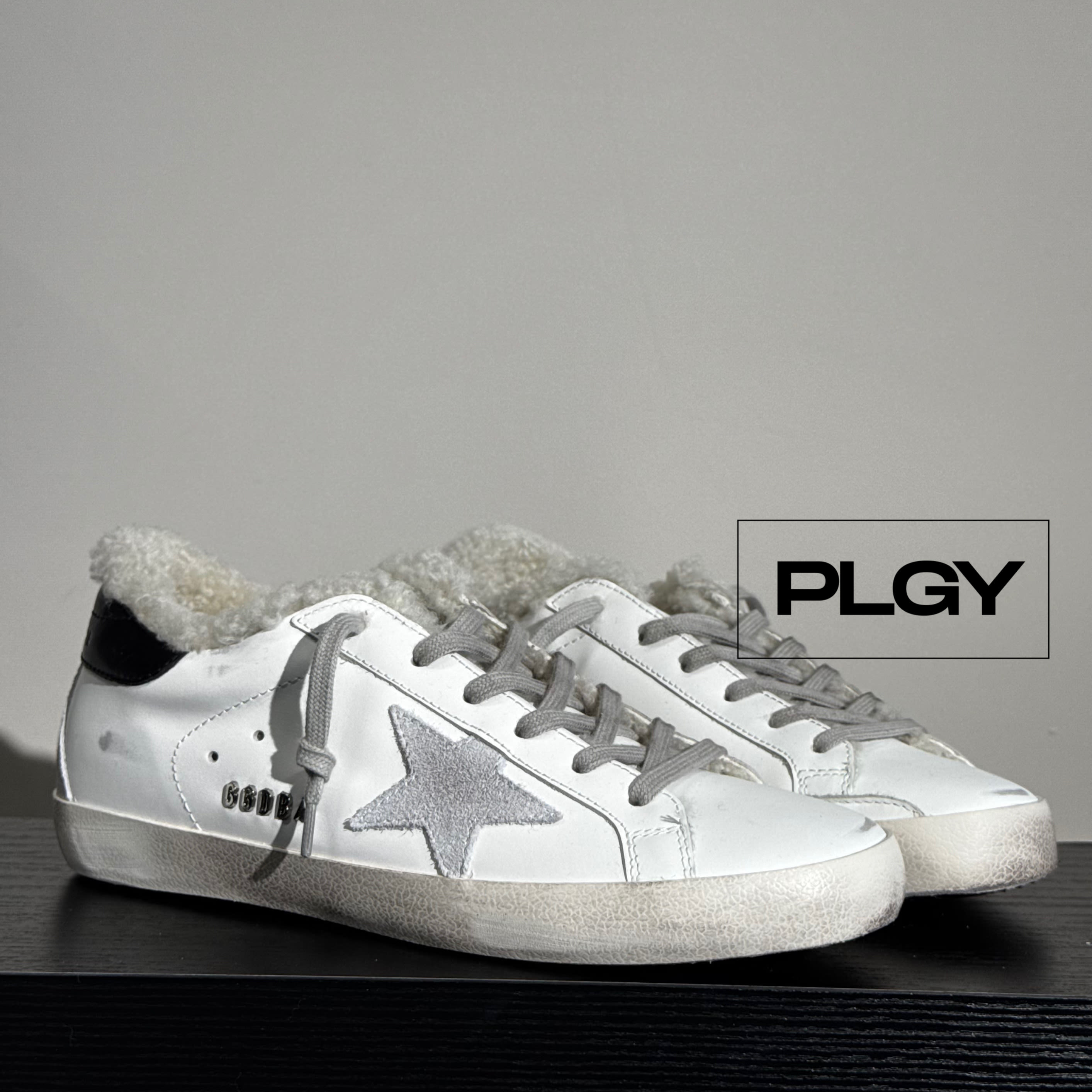 Golden Goose Winter White Leather with Grey Accents