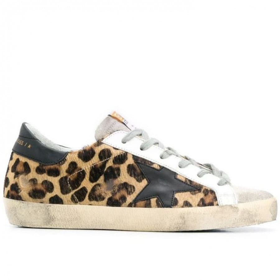 Golden Goose Super Star / Leo-print classic / Лео класс бел.под - женская обувь Golden Goose
