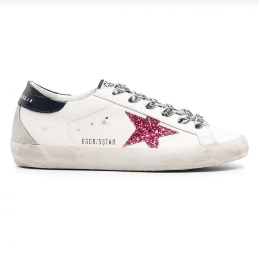 Golden Goose Super Star / Red glitter star / Красная звезда / Гранат - женская обувь Golden Goose