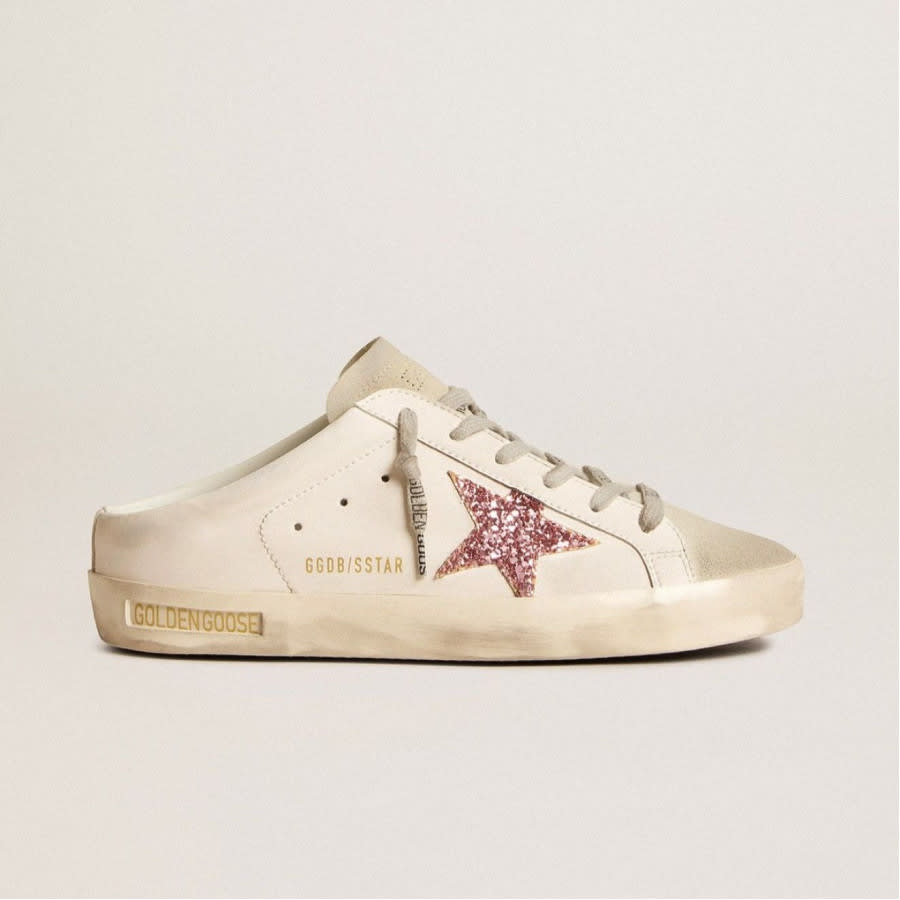 Golden Goose Super Star / Sabot pink glitter star / Сабо - женская обувь Golden Goose