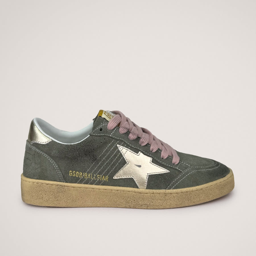 Golden Goose Ball Star / Замша хаки / золотая звезда - женская обувь Golden Goose