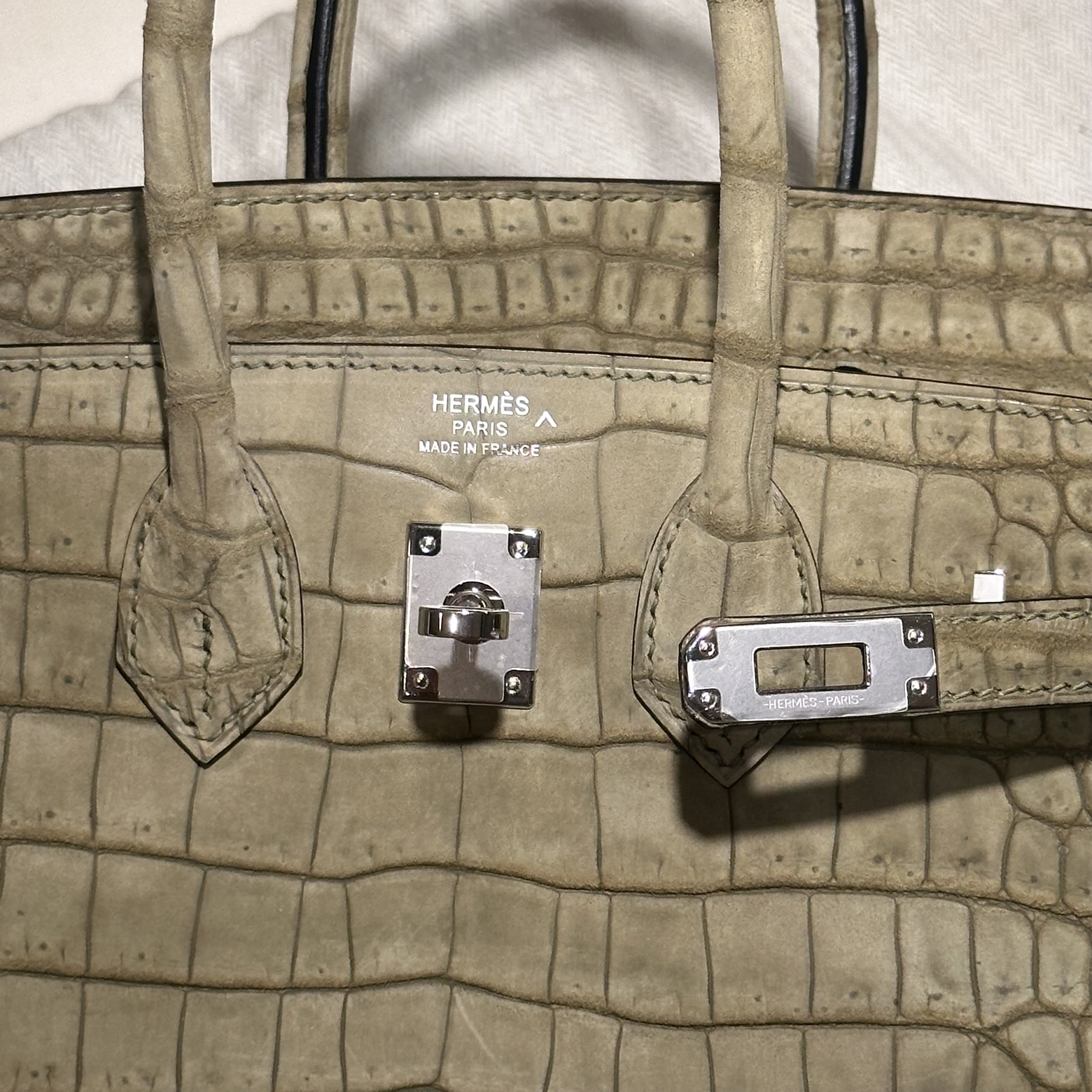 Hermes Birkin 25 cm Porosus Crocodile Leather PHW миниатюра 5