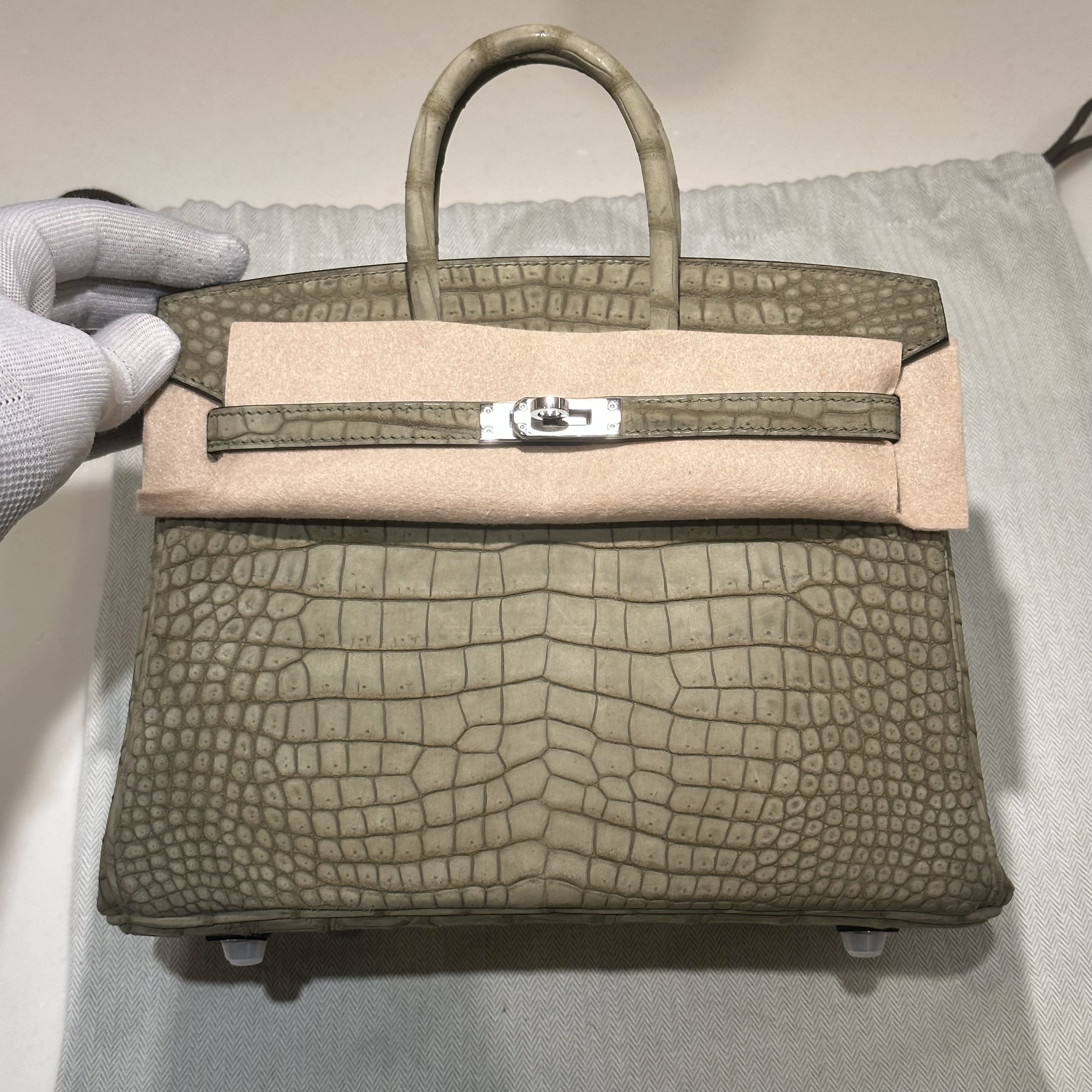 Hermes Birkin 25 cm Porosus Crocodile Leather PHW миниатюра 4