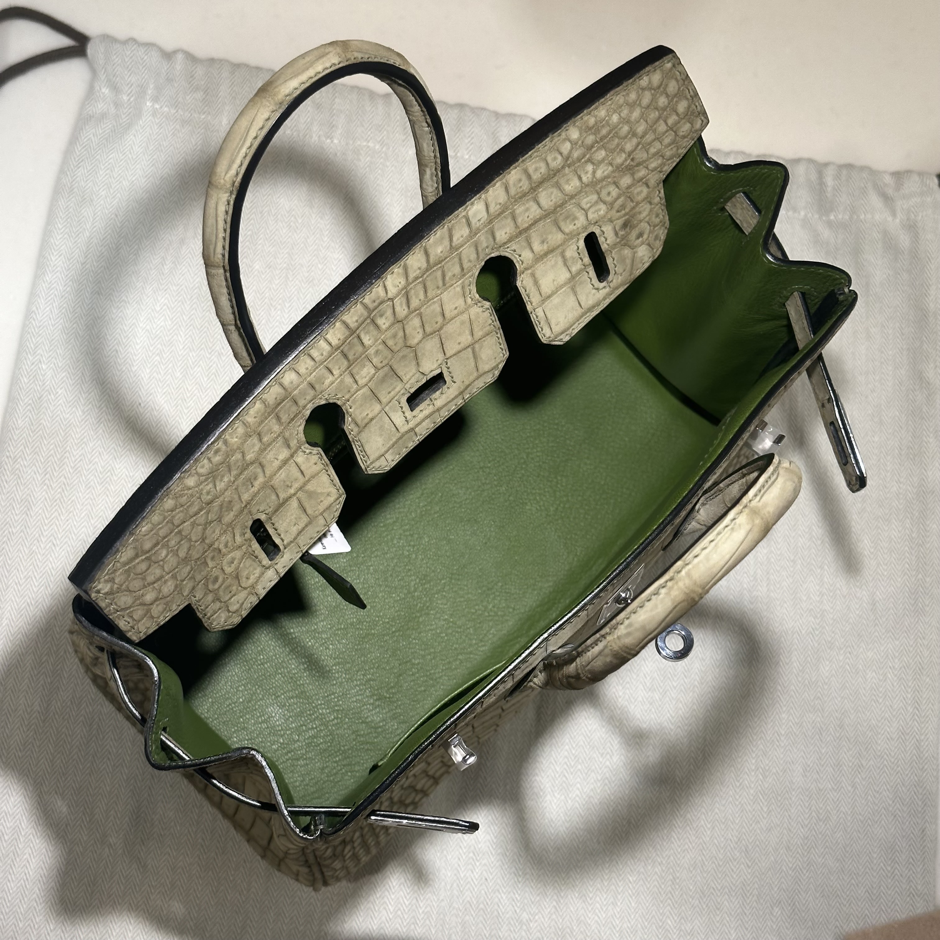 Hermes Birkin 25 cm Porosus Crocodile Leather PHW миниатюра 3