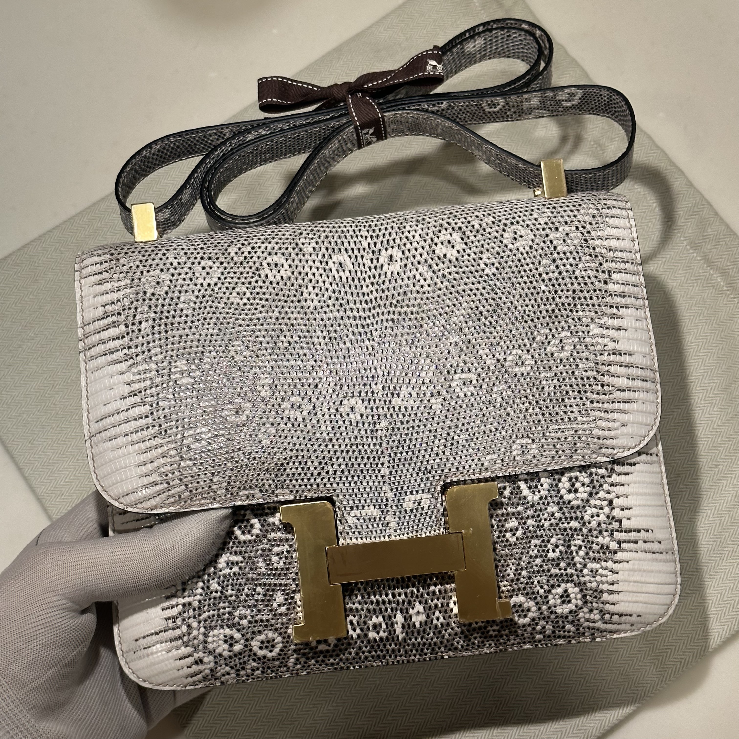 Hermes Constance 24 cm Lizard Ombré Leather GHW миниатюра 2