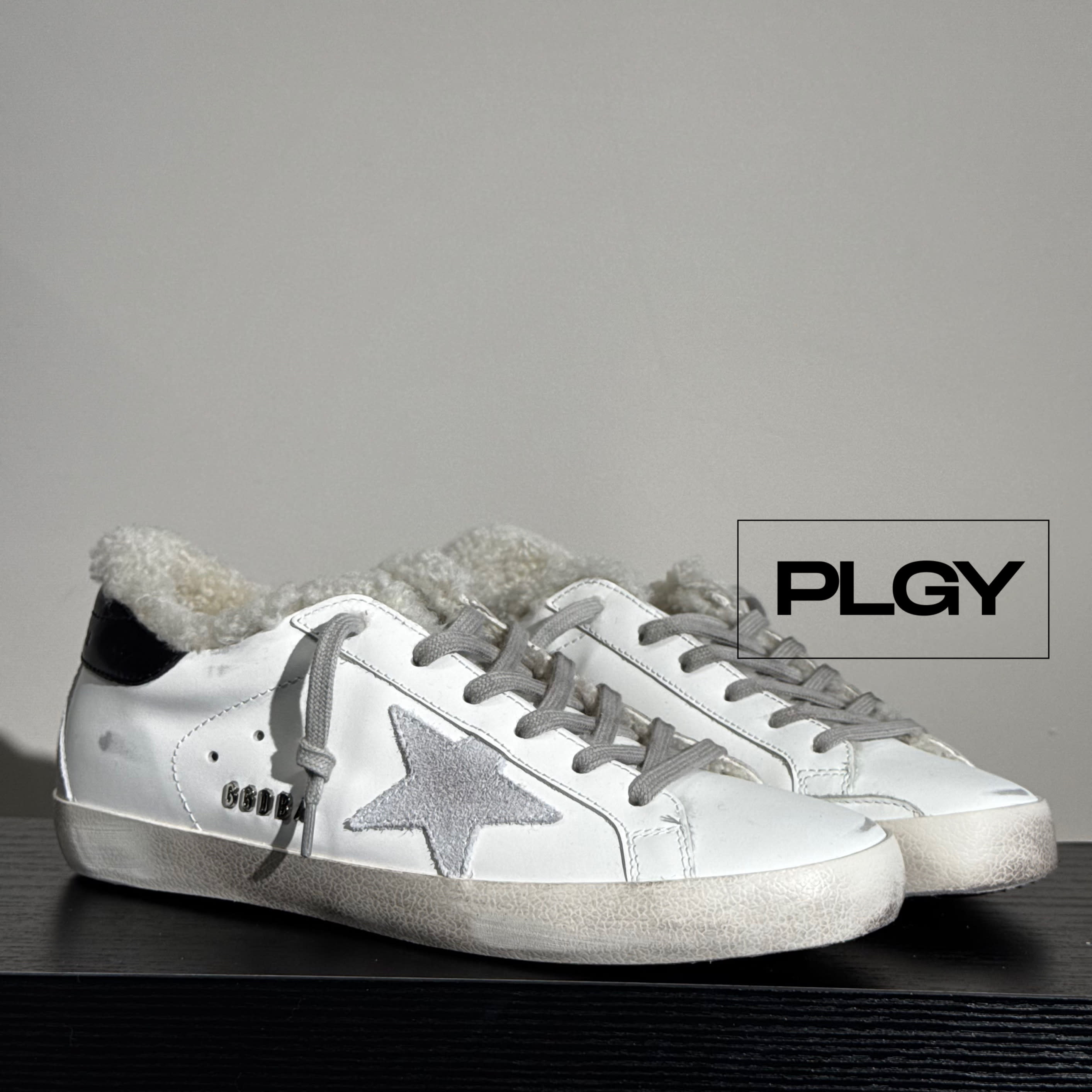 Golden Goose Winter White Leather with Grey Accents
