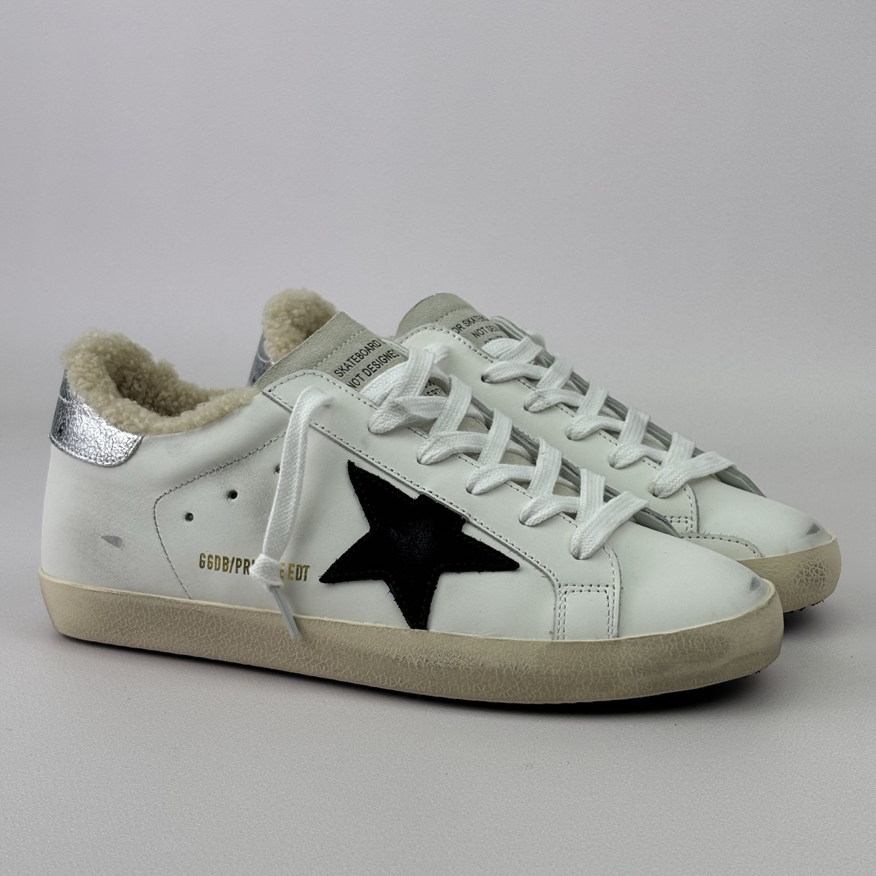 Golden Goose с Мехом Super-Star, серебро пятка