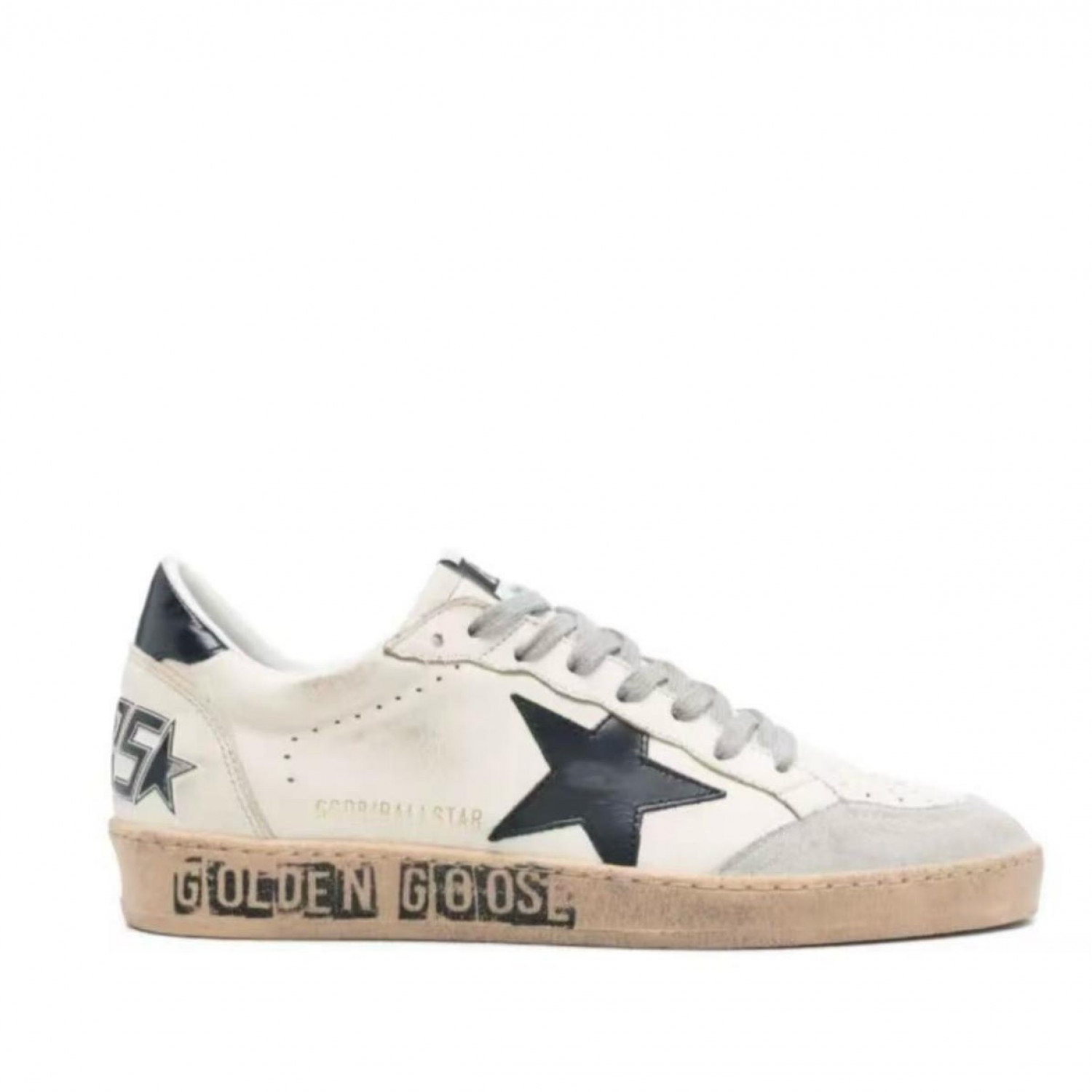Golden Goose Ball Star / Black leather star Men / Печать муж