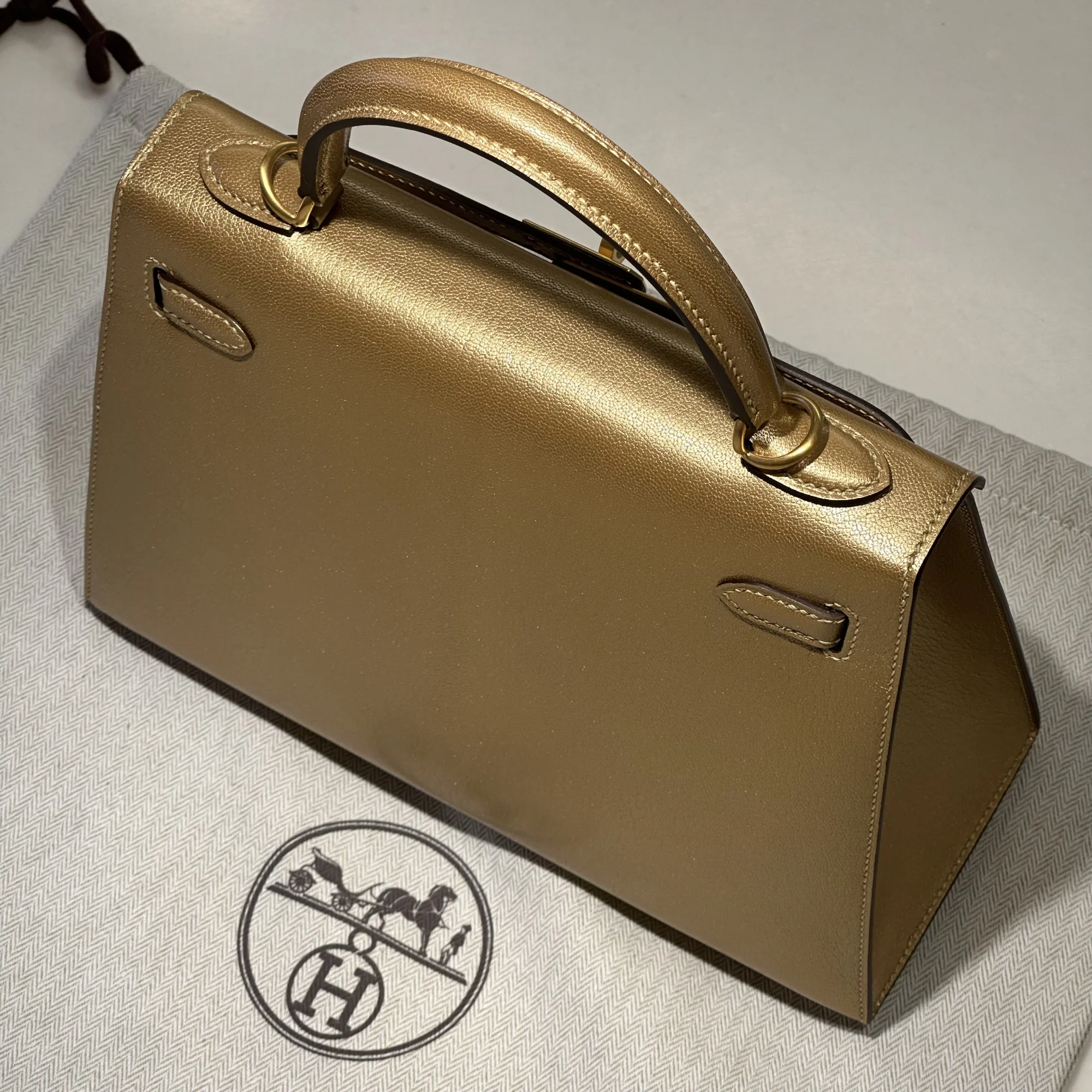 Hermes Kelly 25 Metallic Chèvre Leather PHW миниатюра 2