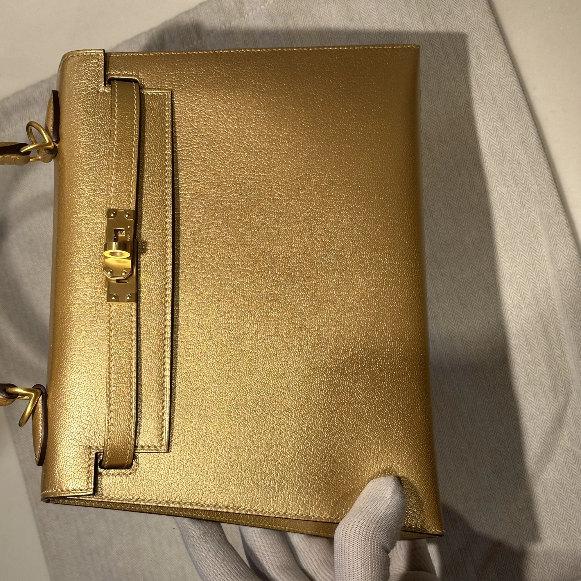 Hermes Kelly 25 Metallic Chèvre Leather PHW миниатюра 3