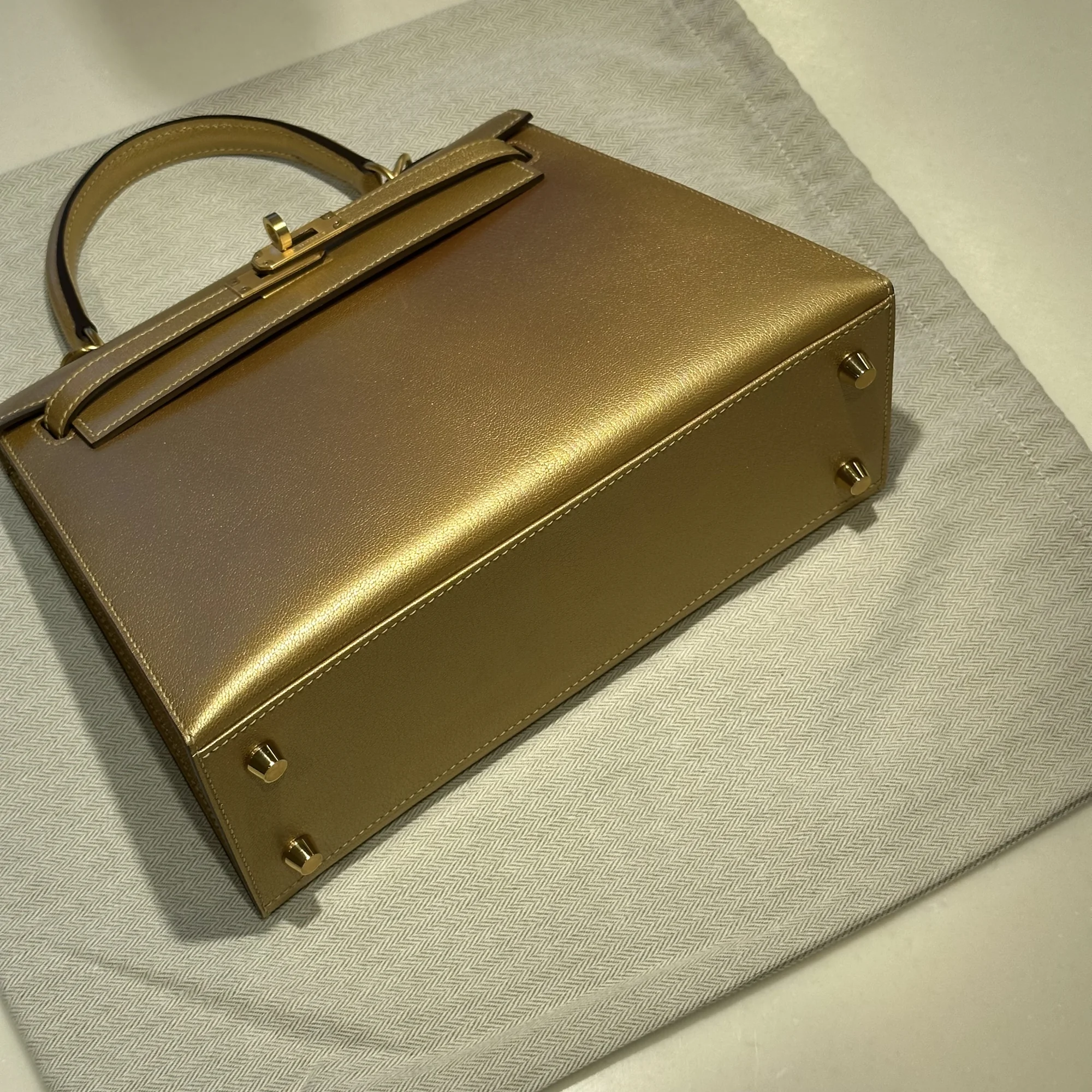 Hermes Kelly 25 Metallic Chèvre Leather PHW миниатюра 4
