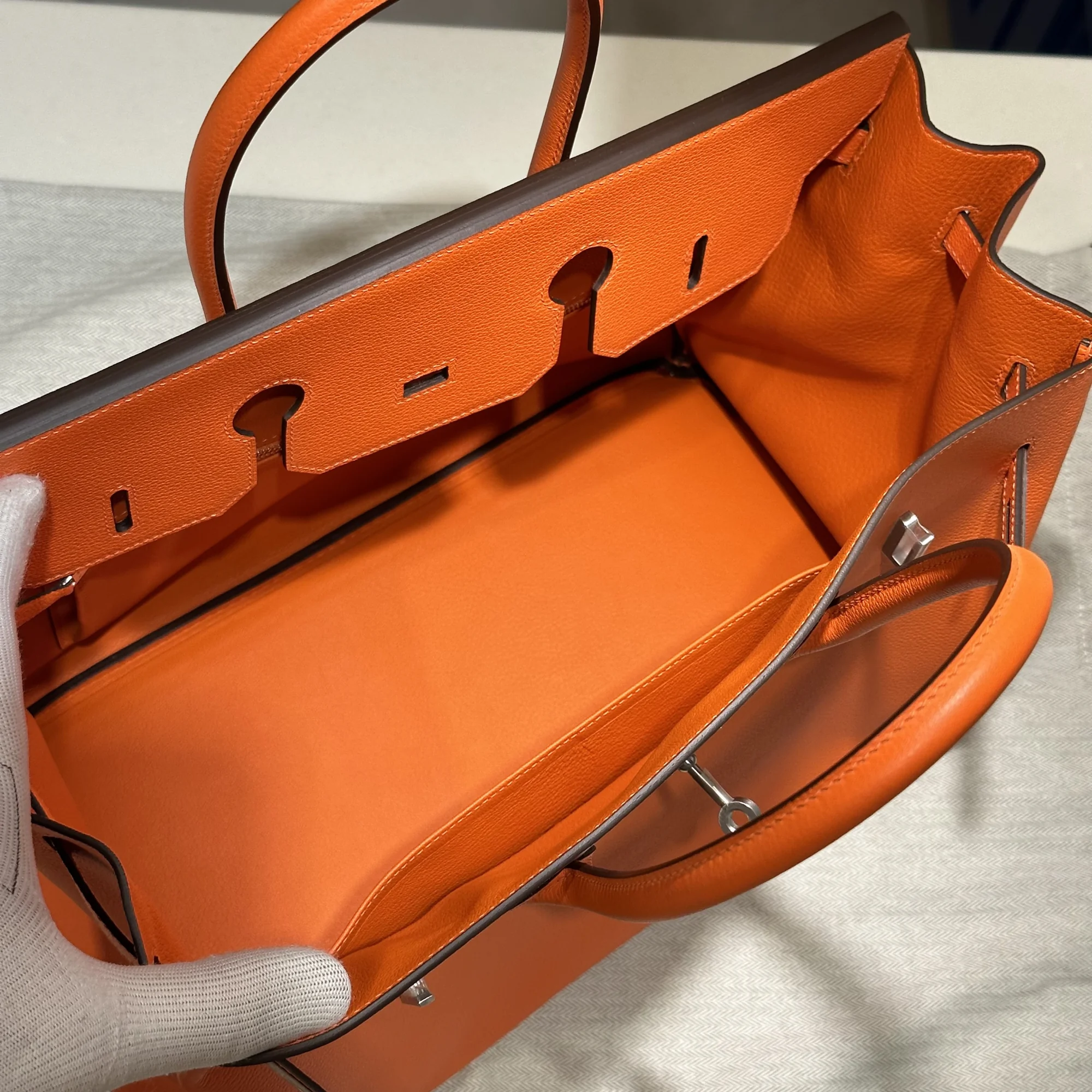Hermes Birkin 35 Evercolor Leather Orange PHW миниатюра 3