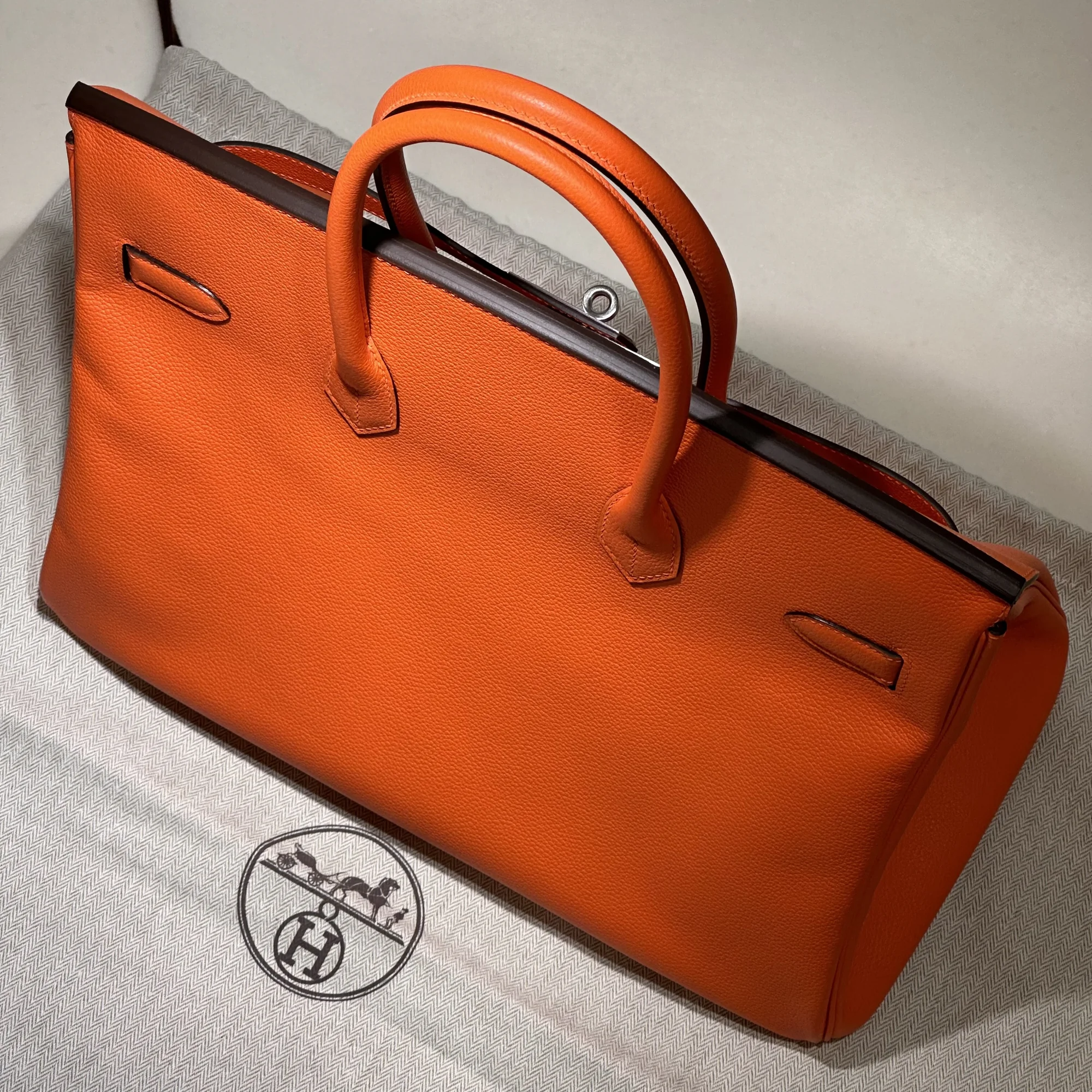 Hermes Birkin 35 Evercolor Leather Orange PHW миниатюра 6