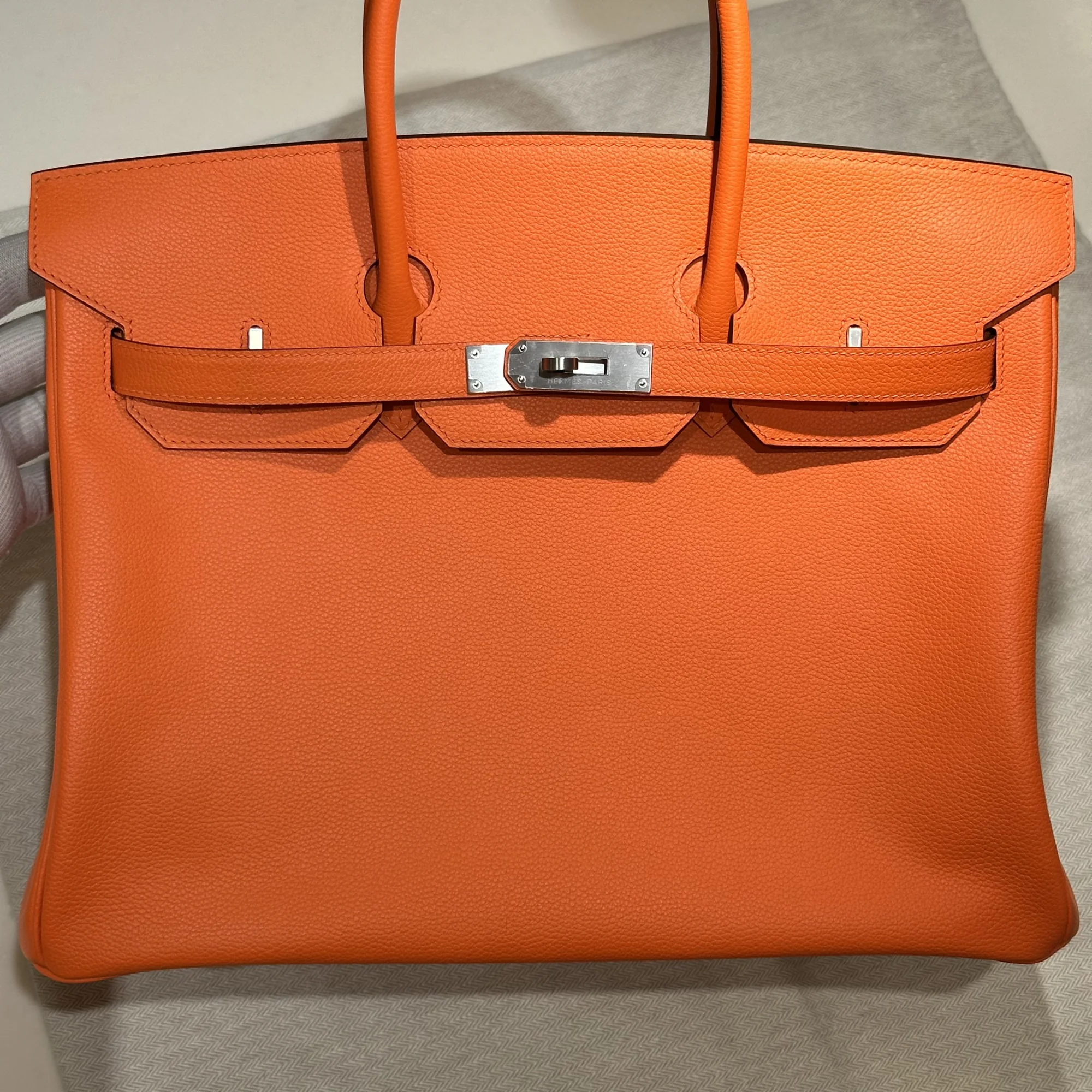 Hermes Birkin 35 Evercolor Leather Orange PHW миниатюра 8