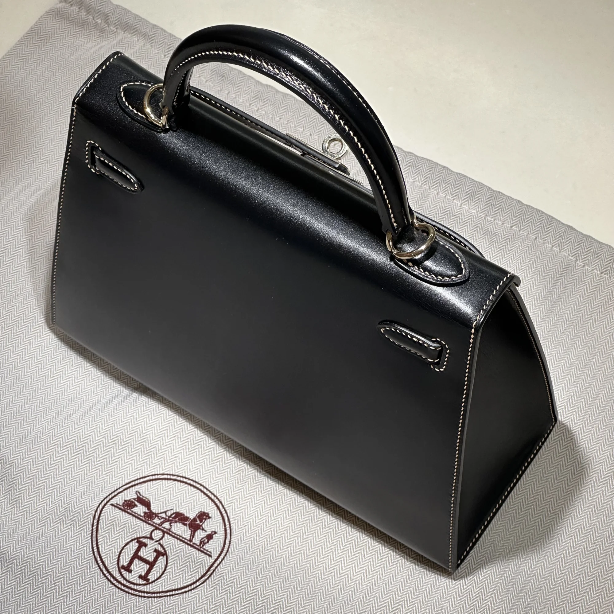 Hermes Kelly 28 Box Leather Noir GHW миниатюра 2