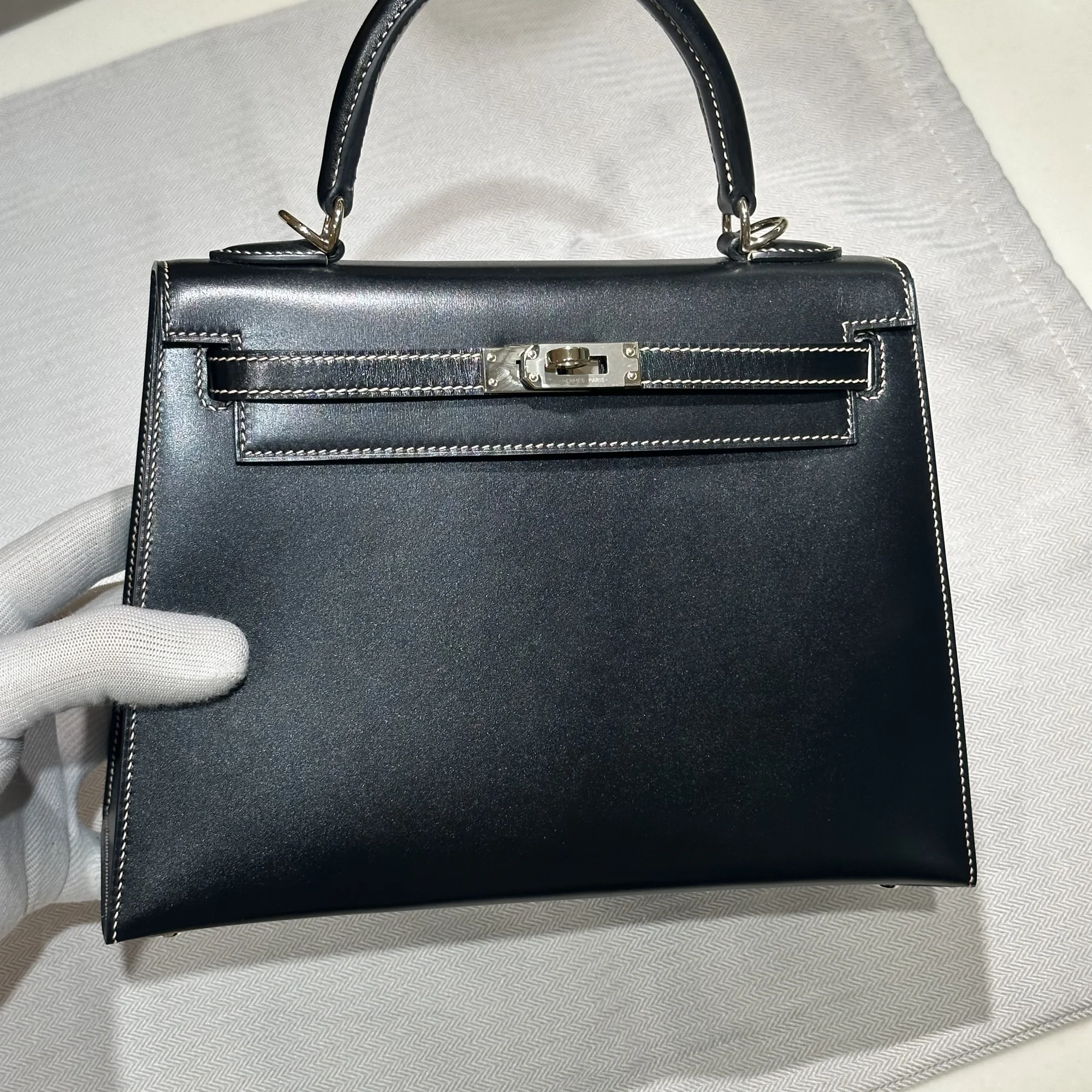 Hermes Kelly 28 Box Leather Noir GHW миниатюра 3