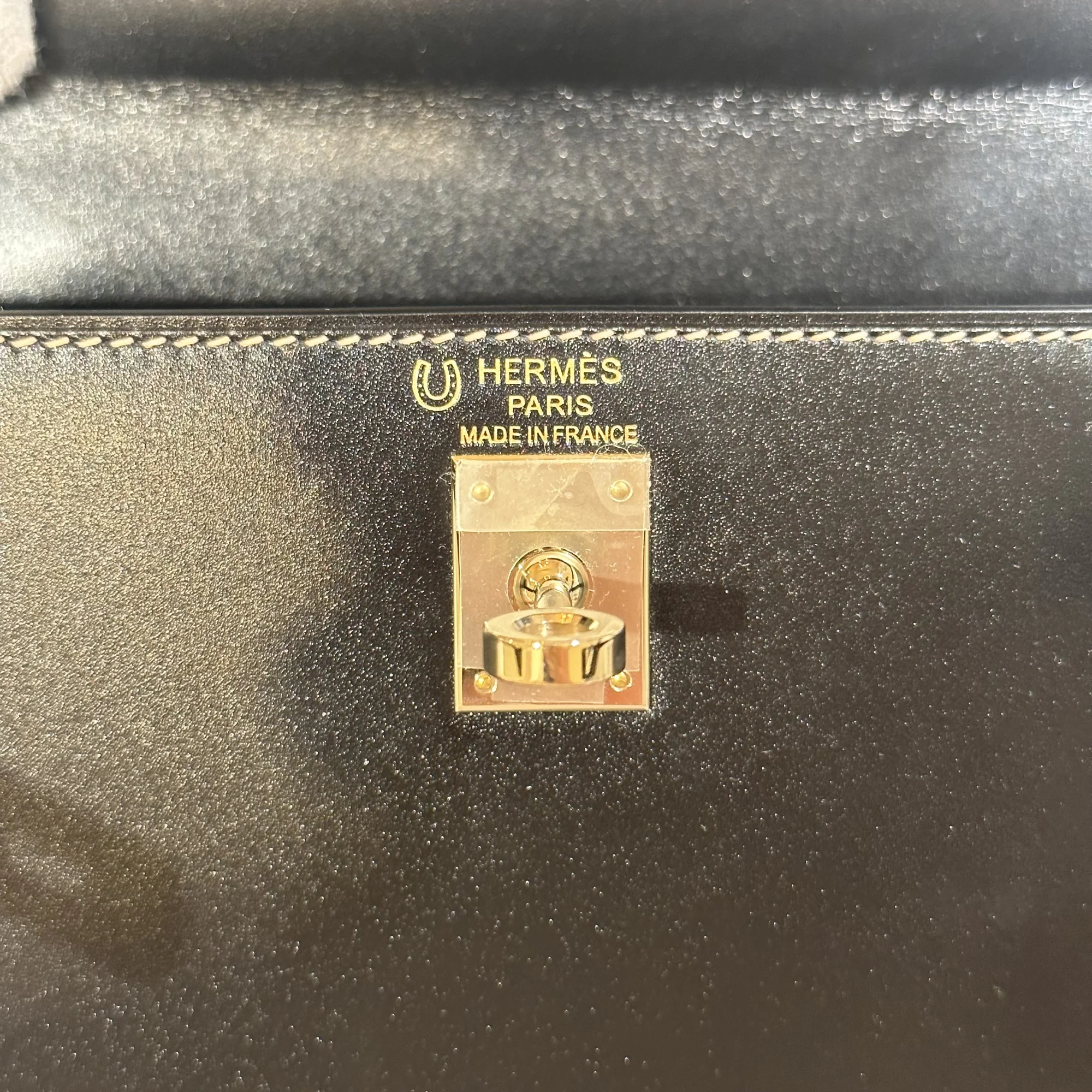 Hermes Kelly 28 Box Leather Noir GHW миниатюра 9