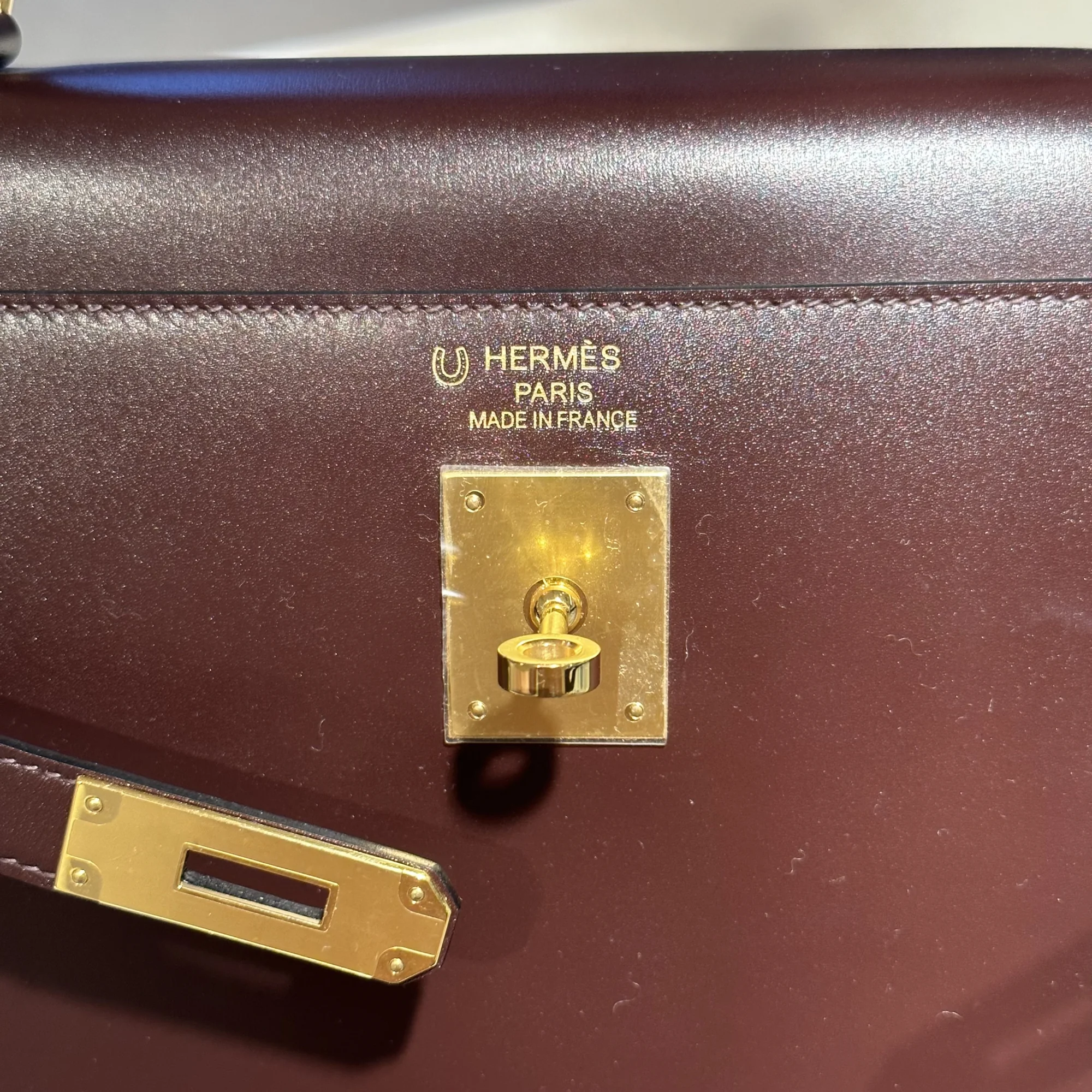 Hermes Kelly 35 Box Leather Rouge Ash GHW миниатюра 5