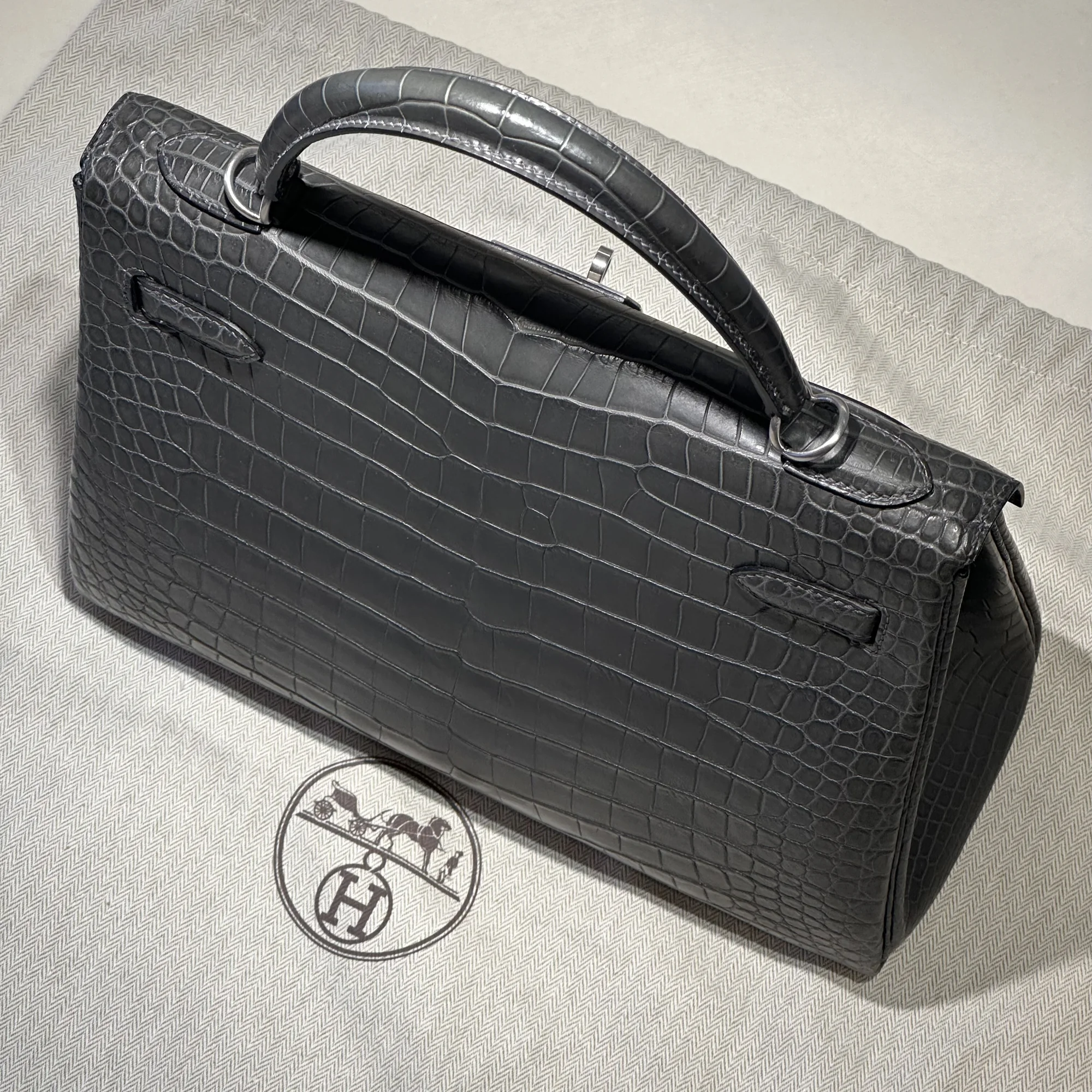 Hermes Kelly 32 Porosus Crocodile Leather PHW миниатюра 2