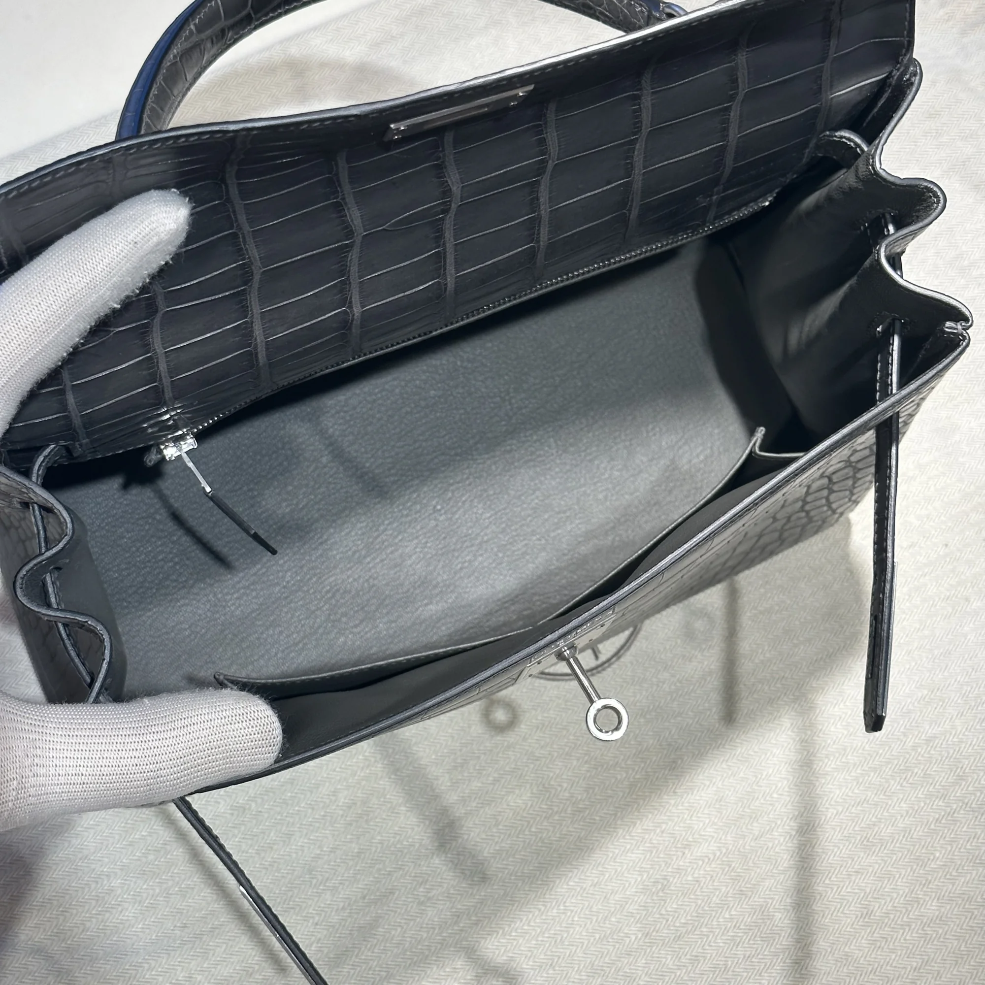 Hermes Kelly 32 Porosus Crocodile Leather PHW миниатюра 5