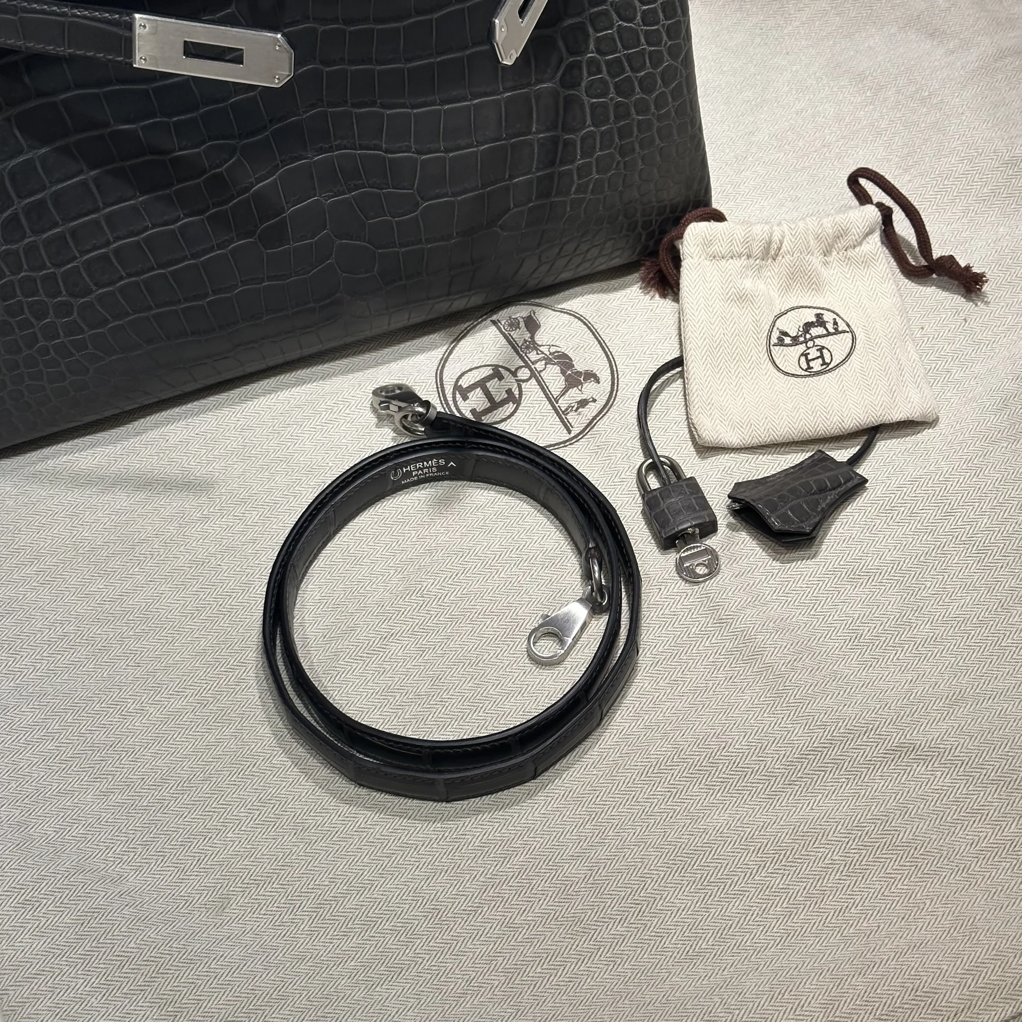 Hermes Kelly 32 Porosus Crocodile Leather PHW миниатюра 6