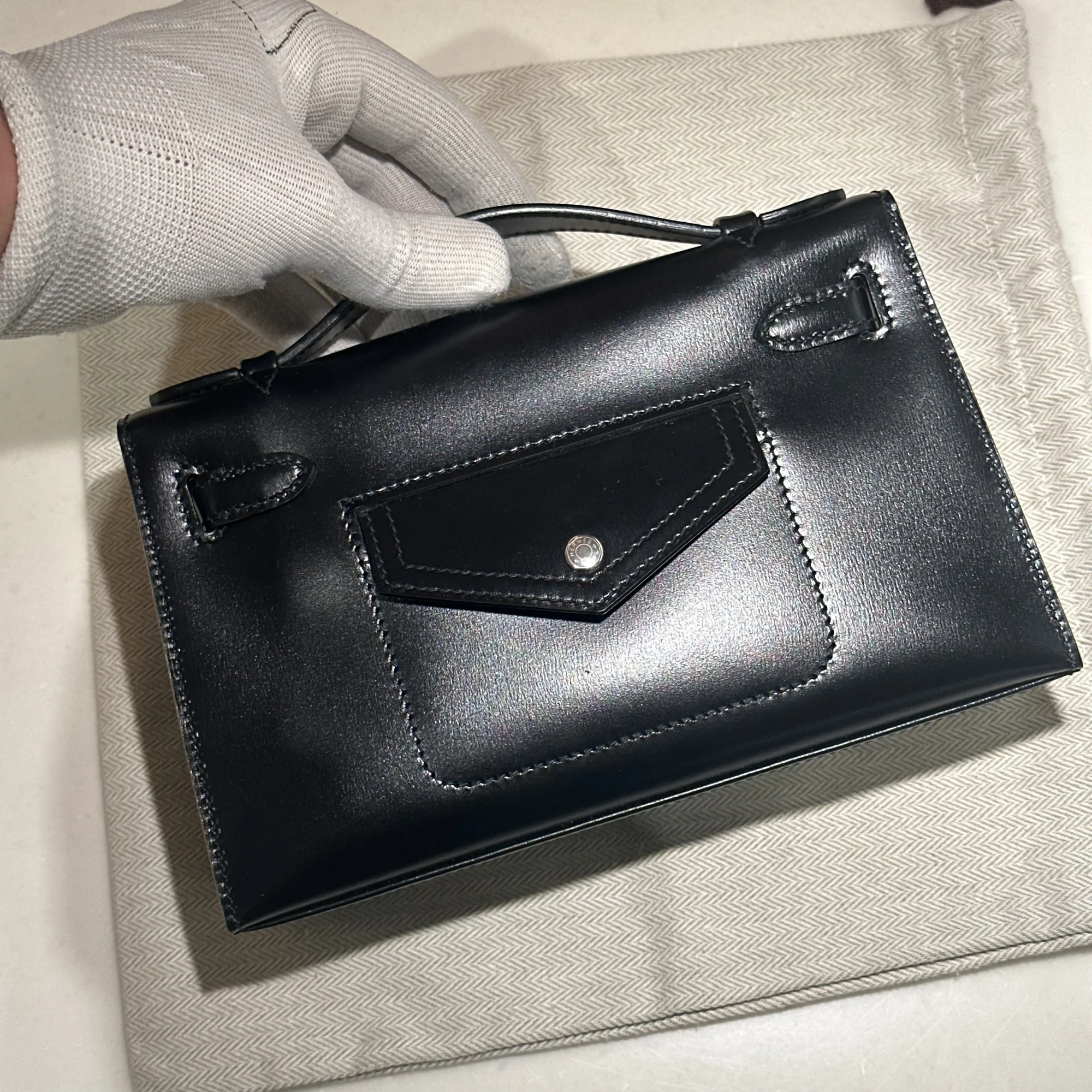 Hermes Kelly Pochette Rock 22 Swift Leather Silver миниатюра 5