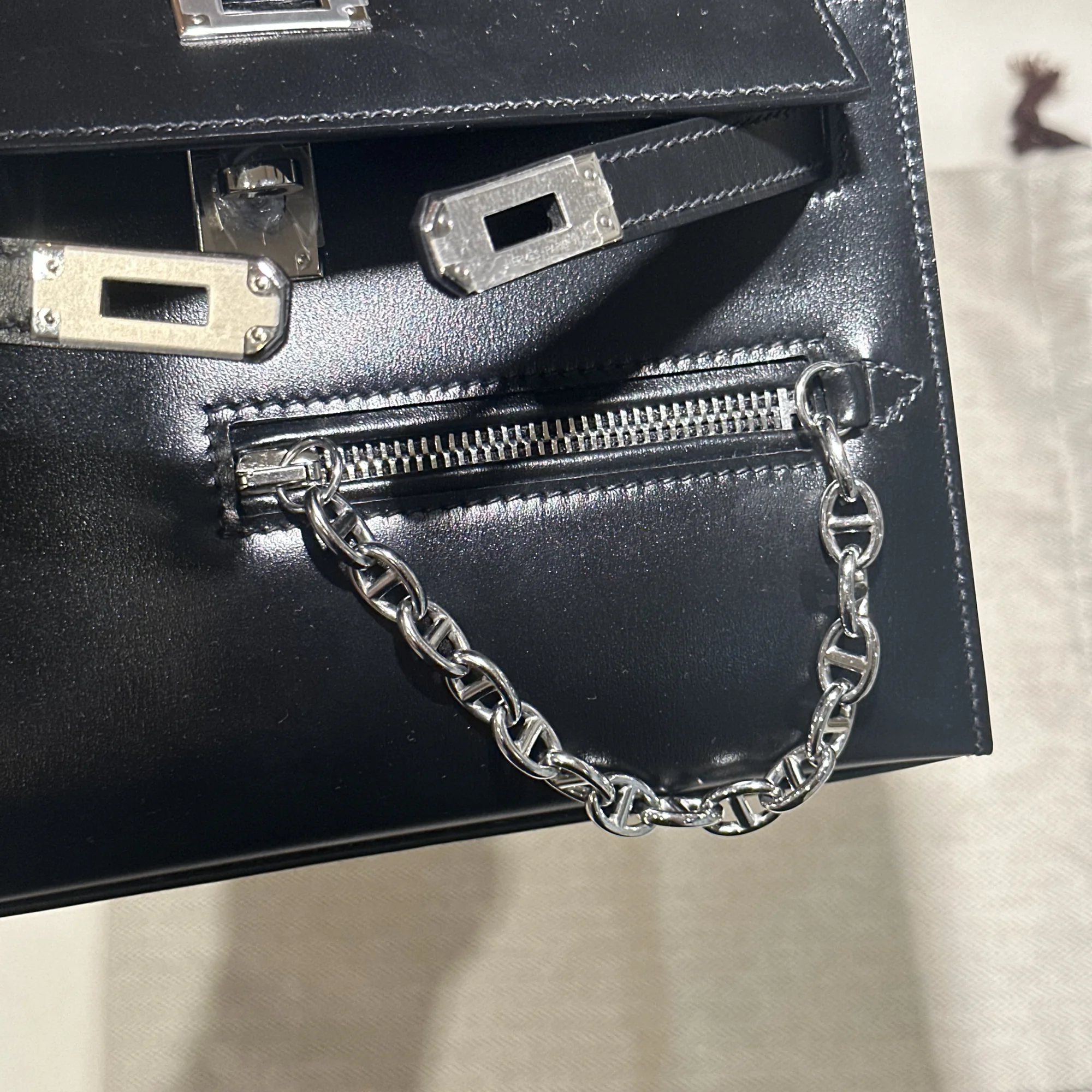 Hermes Kelly Pochette Rock 22 Swift Leather Silver миниатюра 8